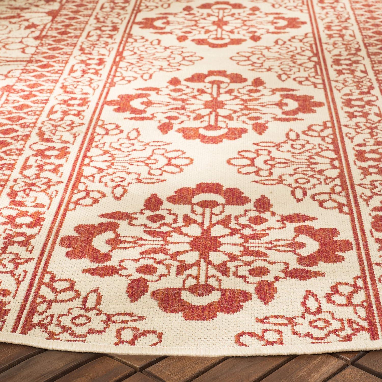 image:imageSAFAVIEH Washable Rug Outdoor Beach House Collection 53 x 76 Cream amp Beige NonShedding amp Easy to Clean Ideal for Patio Backyard Mudroom BHS174ARedCreme