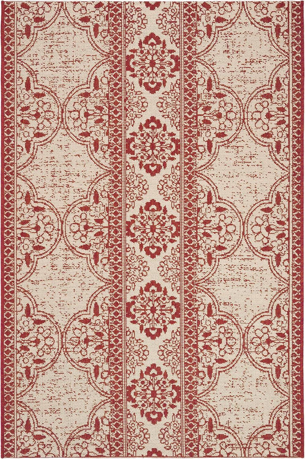 image:imageSAFAVIEH Washable Rug Outdoor Beach House Collection 53 x 76 Cream amp Beige NonShedding amp Easy to Clean Ideal for Patio Backyard Mudroom BHS174ARedCreme