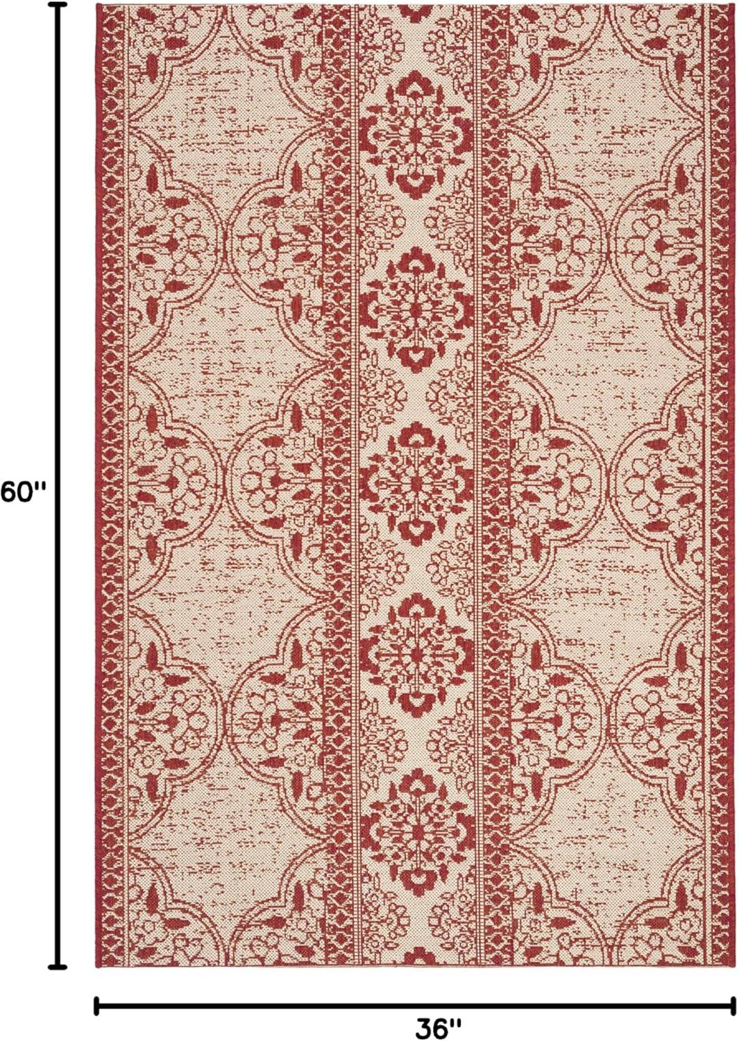 image:imageSAFAVIEH Washable Rug Outdoor Beach House Collection 53 x 76 Cream amp Beige NonShedding amp Easy to Clean Ideal for Patio Backyard Mudroom BHS174ARedCreme