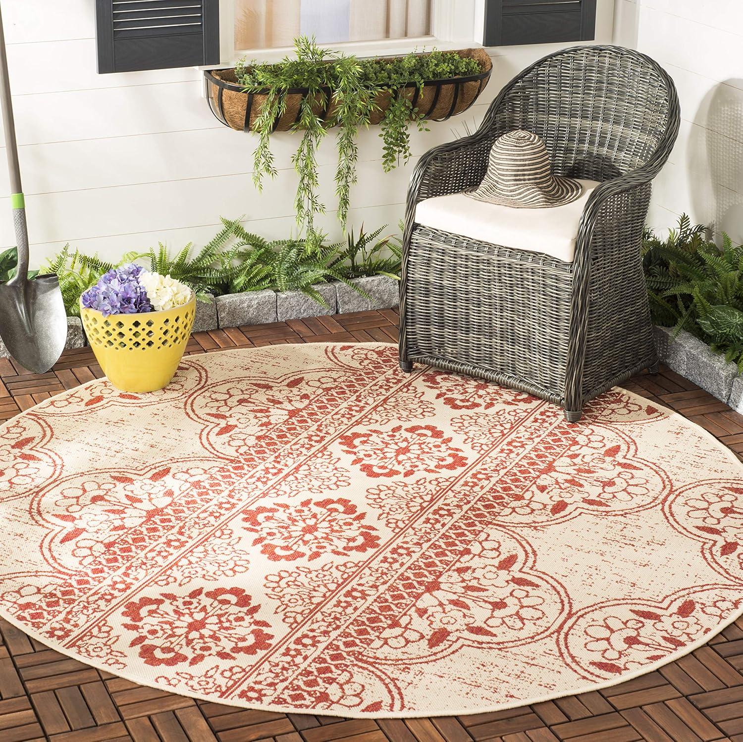image:imageSAFAVIEH Washable Rug Outdoor Beach House Collection 53 x 76 Cream amp Beige NonShedding amp Easy to Clean Ideal for Patio Backyard Mudroom BHS174ARedCreme