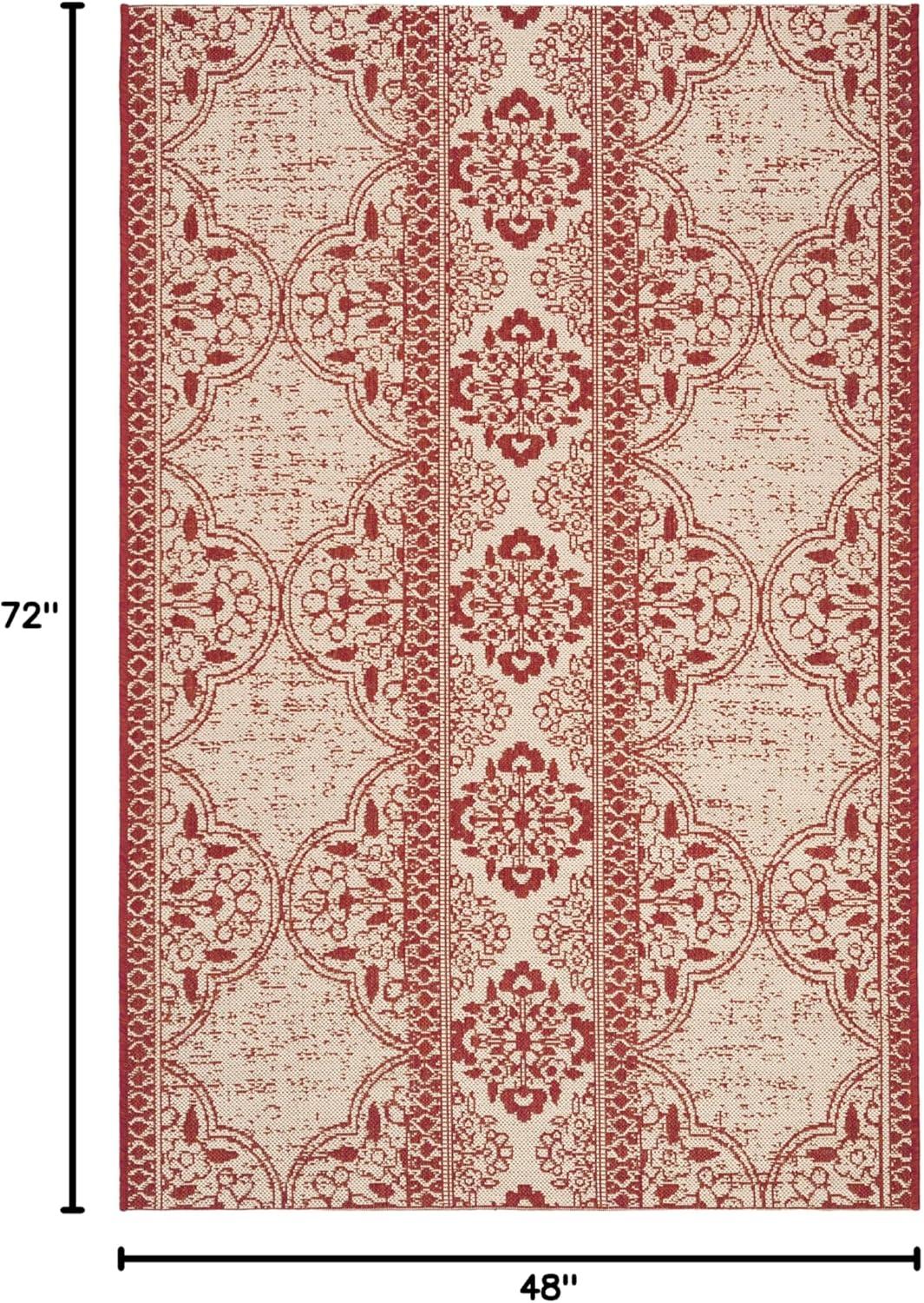 image:imageSAFAVIEH Washable Rug Outdoor Beach House Collection 53 x 76 Cream amp Beige NonShedding amp Easy to Clean Ideal for Patio Backyard Mudroom BHS174ARedCreme