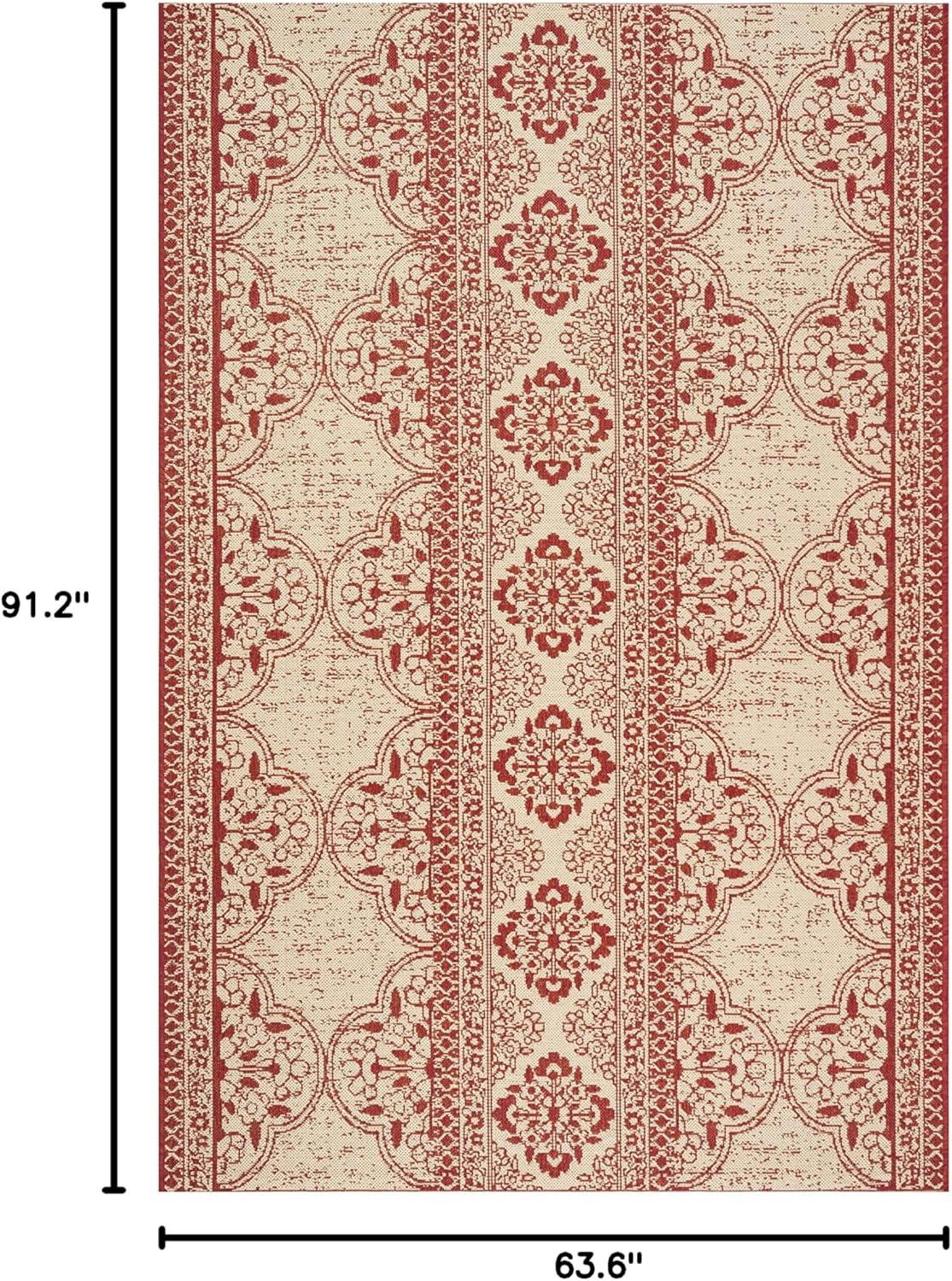 image:imageSAFAVIEH Washable Rug Outdoor Beach House Collection 53 x 76 Cream amp Beige NonShedding amp Easy to Clean Ideal for Patio Backyard Mudroom BHS174ARedCreme