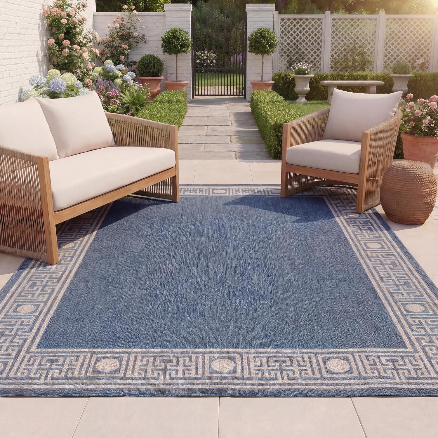 image:imageSAFAVIEH Washable Rug Outdoor Beach House Collection 8 x 10 Blue amp Ivory NonShedding amp Easy to Clean Ideal for Patio Backyard Mudroom BHS276MBlueIvory
