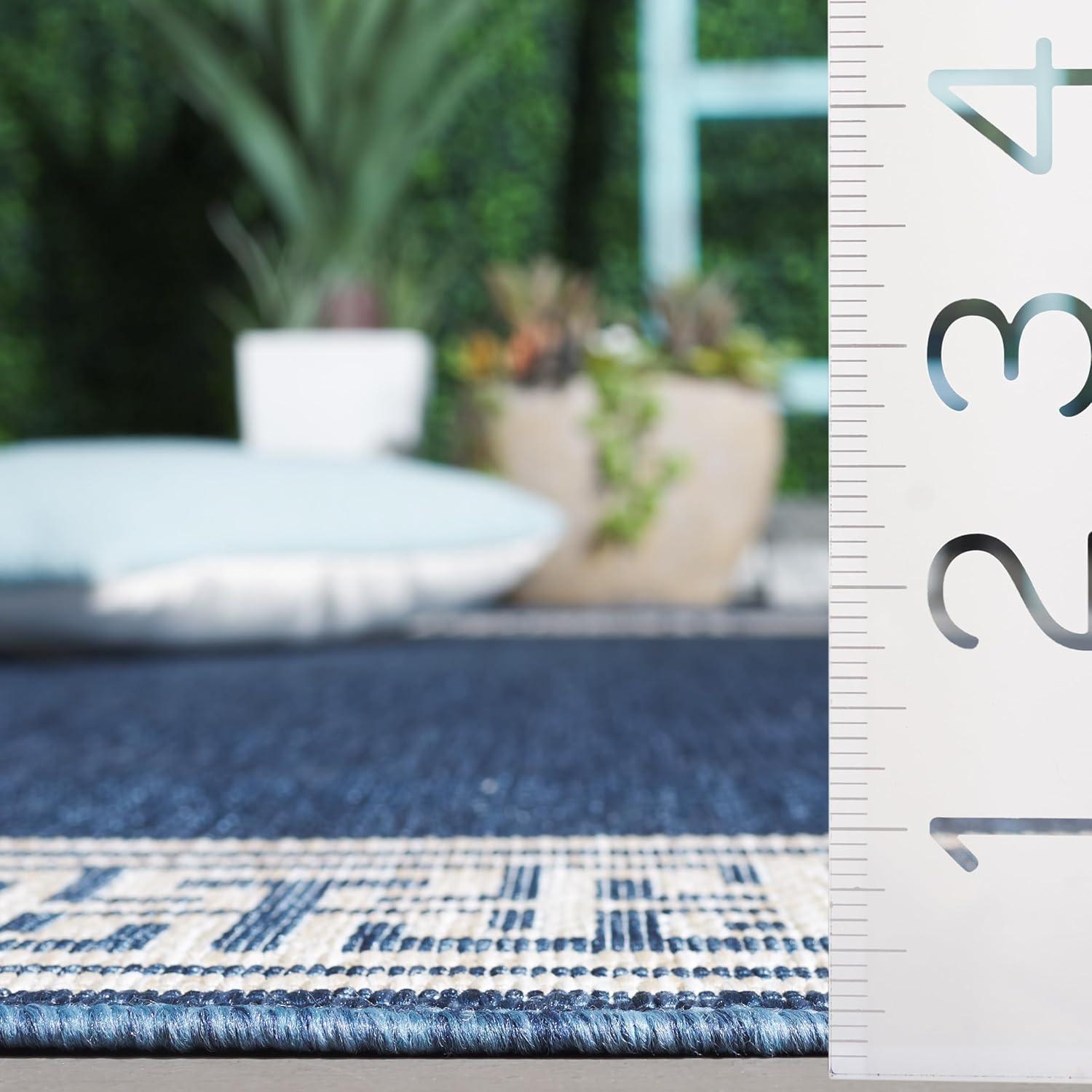 image:imageSAFAVIEH Washable Rug Outdoor Beach House Collection 8 x 10 Blue amp Ivory NonShedding amp Easy to Clean Ideal for Patio Backyard Mudroom BHS276MBlueIvory