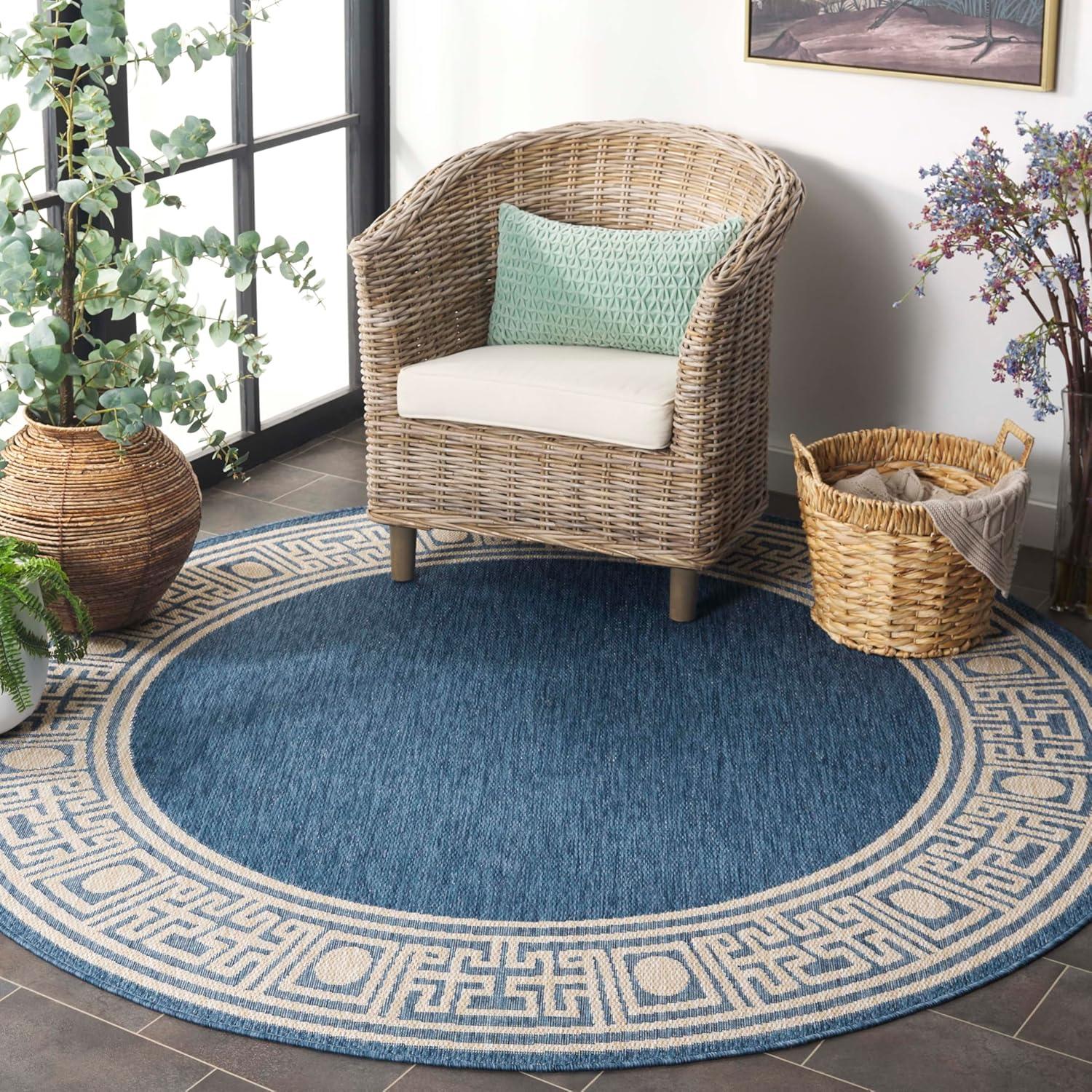 image:imageSAFAVIEH Washable Rug Outdoor Beach House Collection 8 x 10 Blue amp Ivory NonShedding amp Easy to Clean Ideal for Patio Backyard Mudroom BHS276MBlueIvory