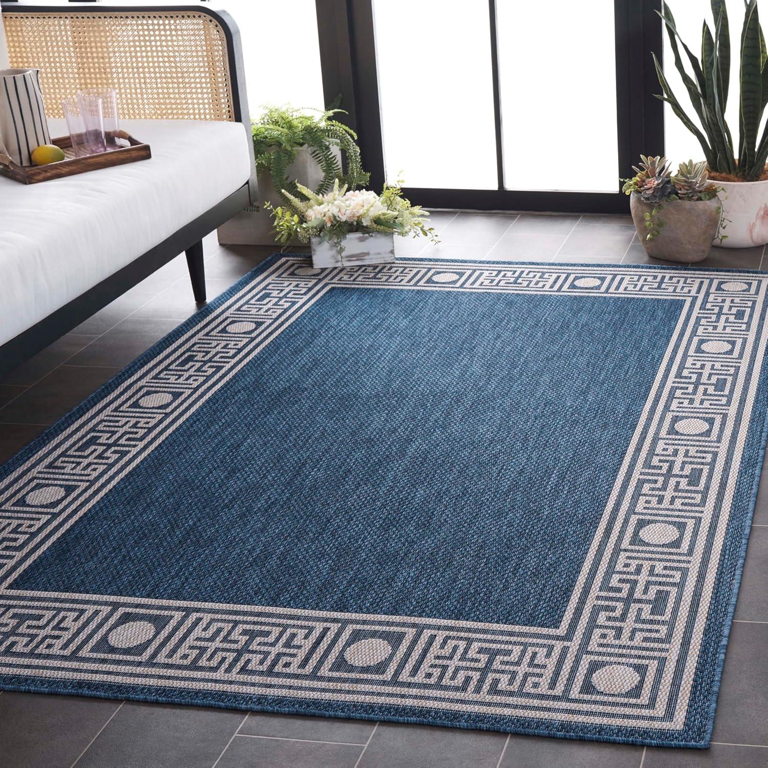 image:imageSAFAVIEH Washable Rug Outdoor Beach House Collection 8 x 10 Blue amp Ivory NonShedding amp Easy to Clean Ideal for Patio Backyard Mudroom BHS276MBlueIvory
