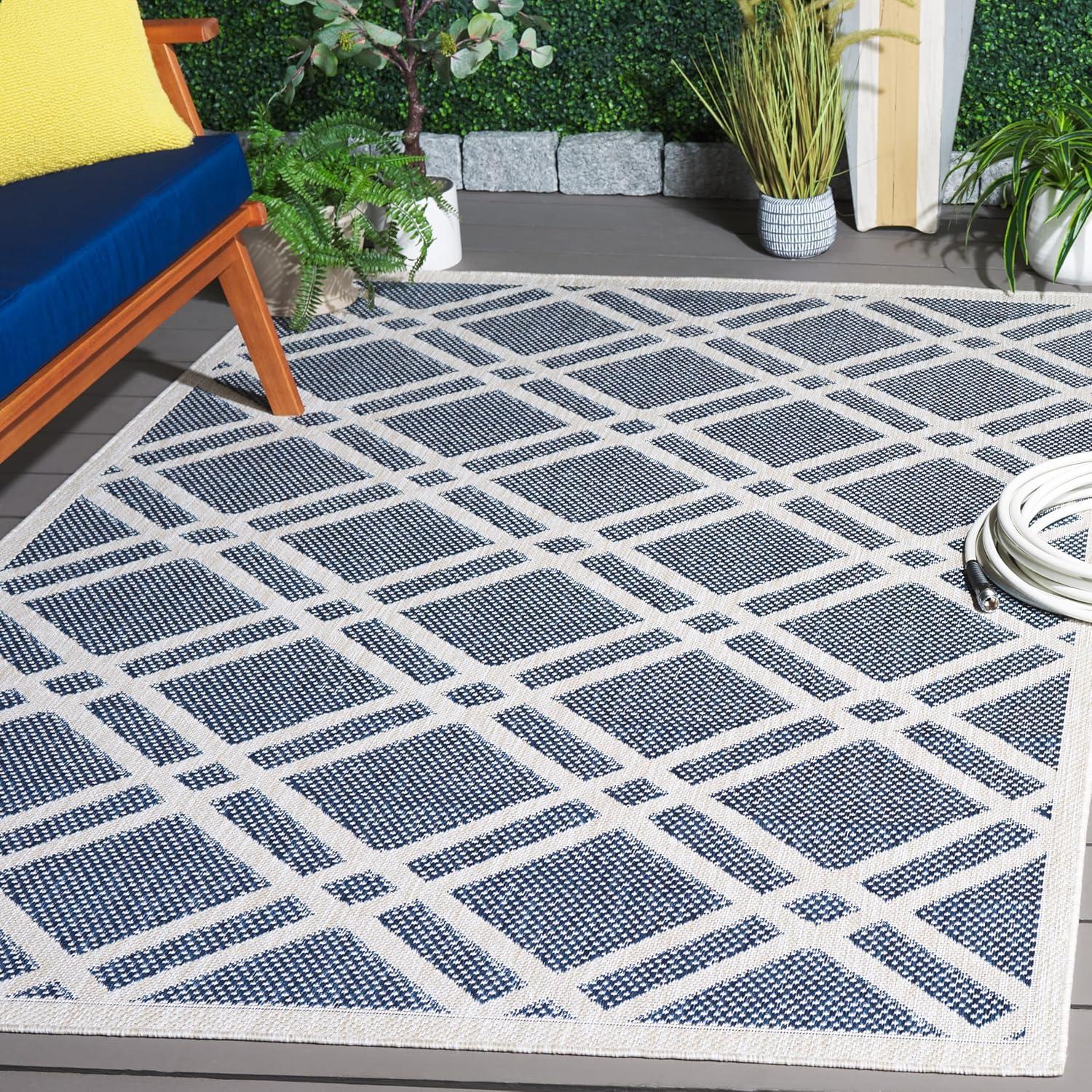 image:imageSAFAVIEH Washable Rug Outdoor Beach House Collection 8 x 10 Blue amp Ivory NonShedding amp Easy to Clean Ideal for Patio Backyard Mudroom BHS282MBlueIvory