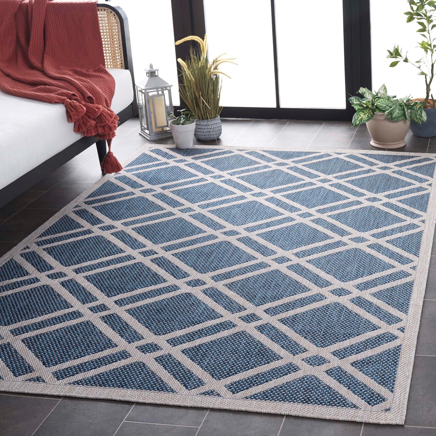 image:imageSAFAVIEH Washable Rug Outdoor Beach House Collection 8 x 10 Blue amp Ivory NonShedding amp Easy to Clean Ideal for Patio Backyard Mudroom BHS282MBlueIvory
