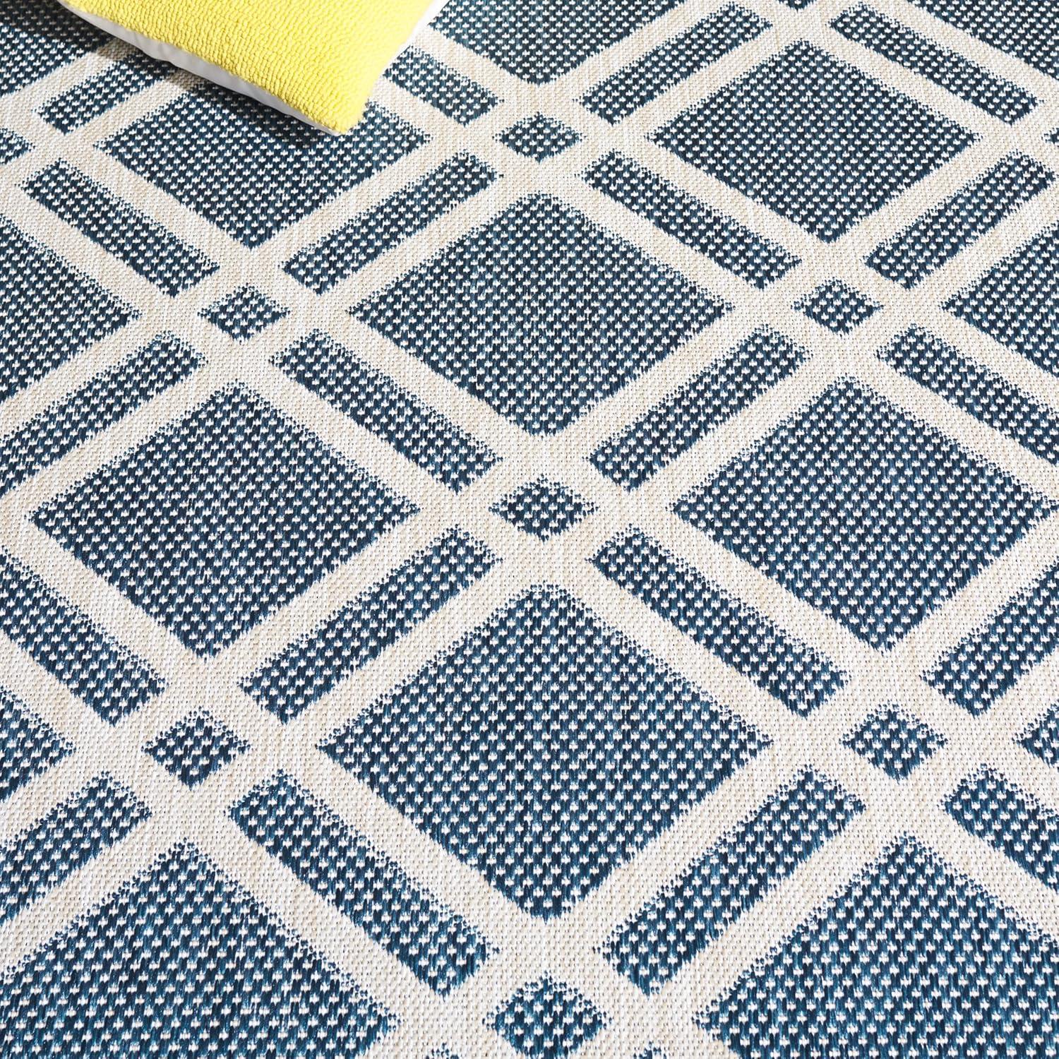 image:imageSAFAVIEH Washable Rug Outdoor Beach House Collection 8 x 10 Blue amp Ivory NonShedding amp Easy to Clean Ideal for Patio Backyard Mudroom BHS282MBlueIvory