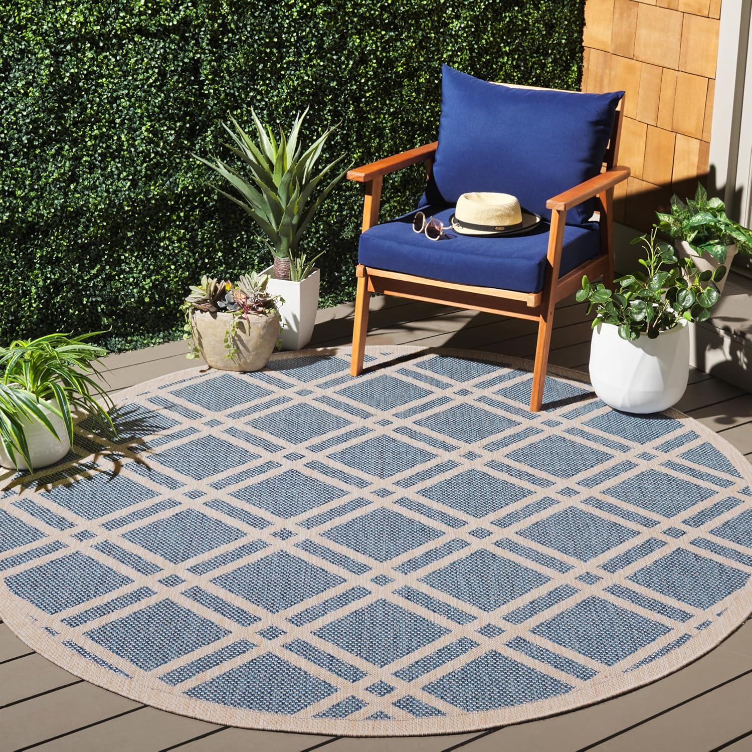 image:imageSAFAVIEH Washable Rug Outdoor Beach House Collection 8 x 10 Blue amp Ivory NonShedding amp Easy to Clean Ideal for Patio Backyard Mudroom BHS282MBlueIvory