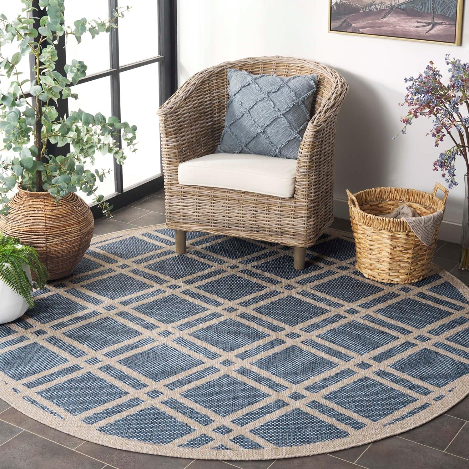 image:imageSAFAVIEH Washable Rug Outdoor Beach House Collection 8 x 10 Blue amp Ivory NonShedding amp Easy to Clean Ideal for Patio Backyard Mudroom BHS282MBlueIvory