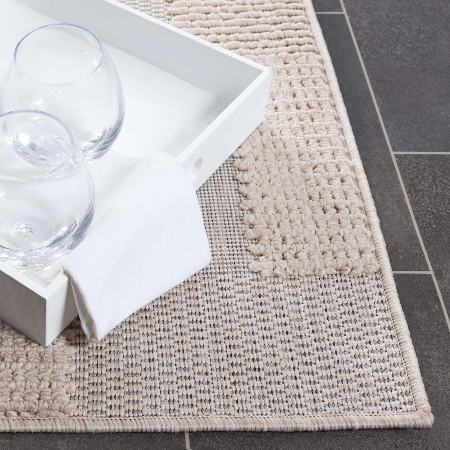 image:imageSAFAVIEH Washable Rug Outdoor Milos Collection 5 x 76 Beige NonShedding amp Easy to Clean Ideal for Patio Backyard Mudroom MLO108BBeige