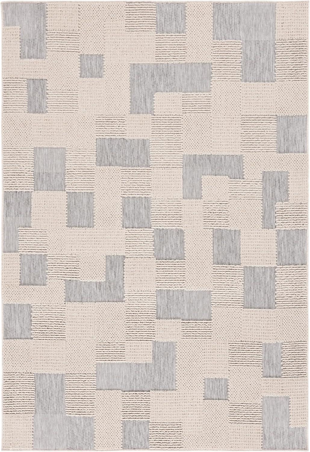 image:imageSAFAVIEH Washable Rug Outdoor Milos Collection 5 x 76 Beige NonShedding amp Easy to Clean Ideal for Patio Backyard Mudroom MLO108BBeigeGrey