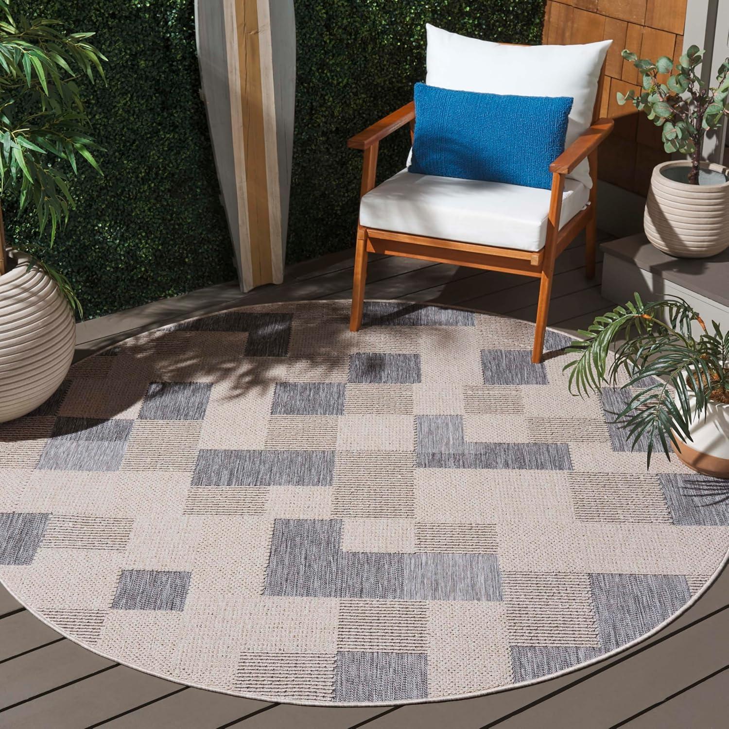 image:imageSAFAVIEH Washable Rug Outdoor Milos Collection 5 x 76 Beige NonShedding amp Easy to Clean Ideal for Patio Backyard Mudroom MLO108BBeigeGrey