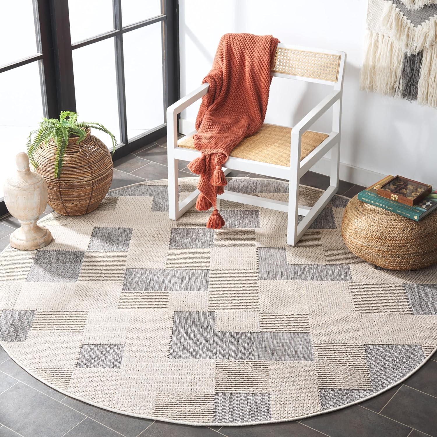 image:imageSAFAVIEH Washable Rug Outdoor Milos Collection 5 x 76 Beige NonShedding amp Easy to Clean Ideal for Patio Backyard Mudroom MLO108BBeigeGrey