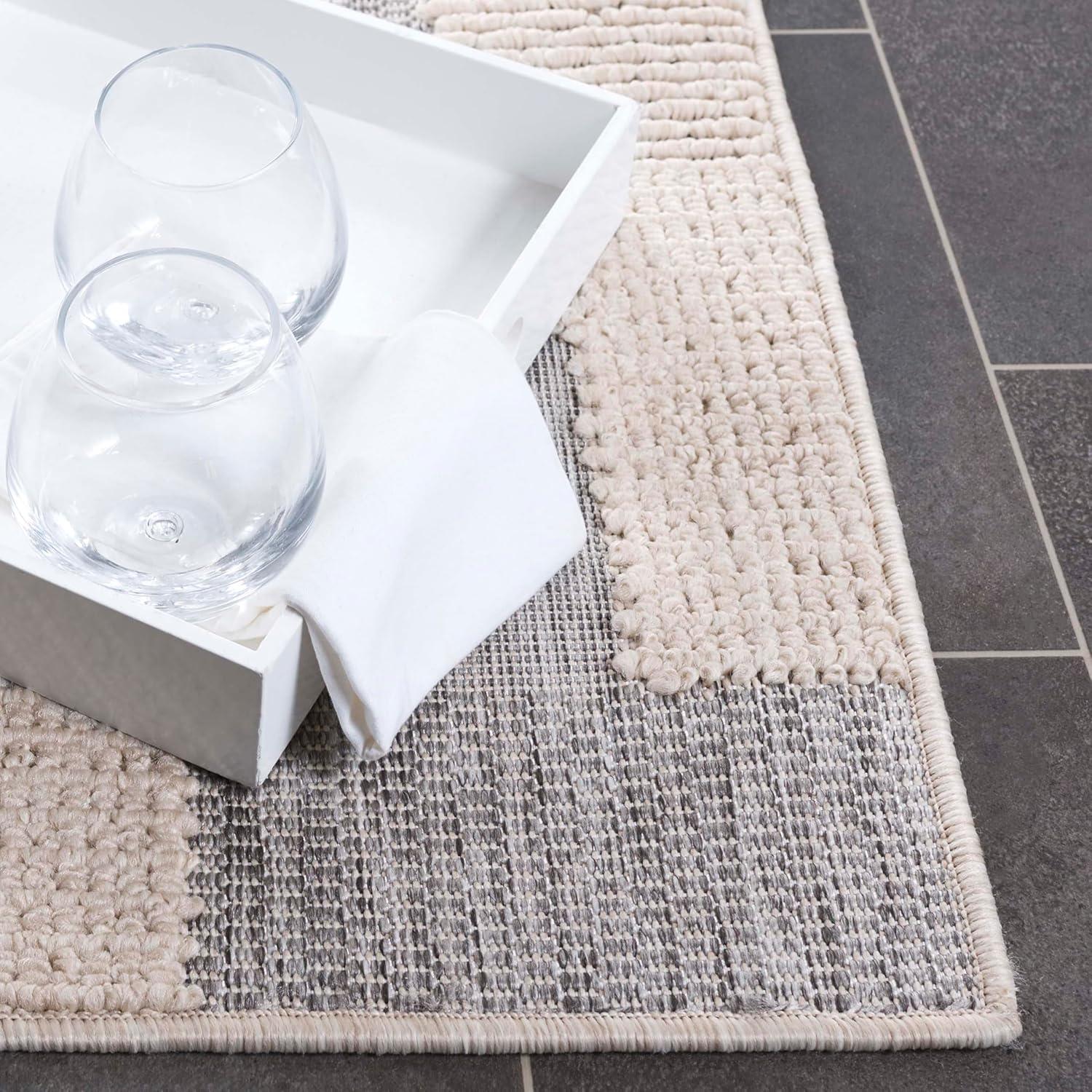 image:imageSAFAVIEH Washable Rug Outdoor Milos Collection 5 x 76 Beige NonShedding amp Easy to Clean Ideal for Patio Backyard Mudroom MLO108BBeigeGrey