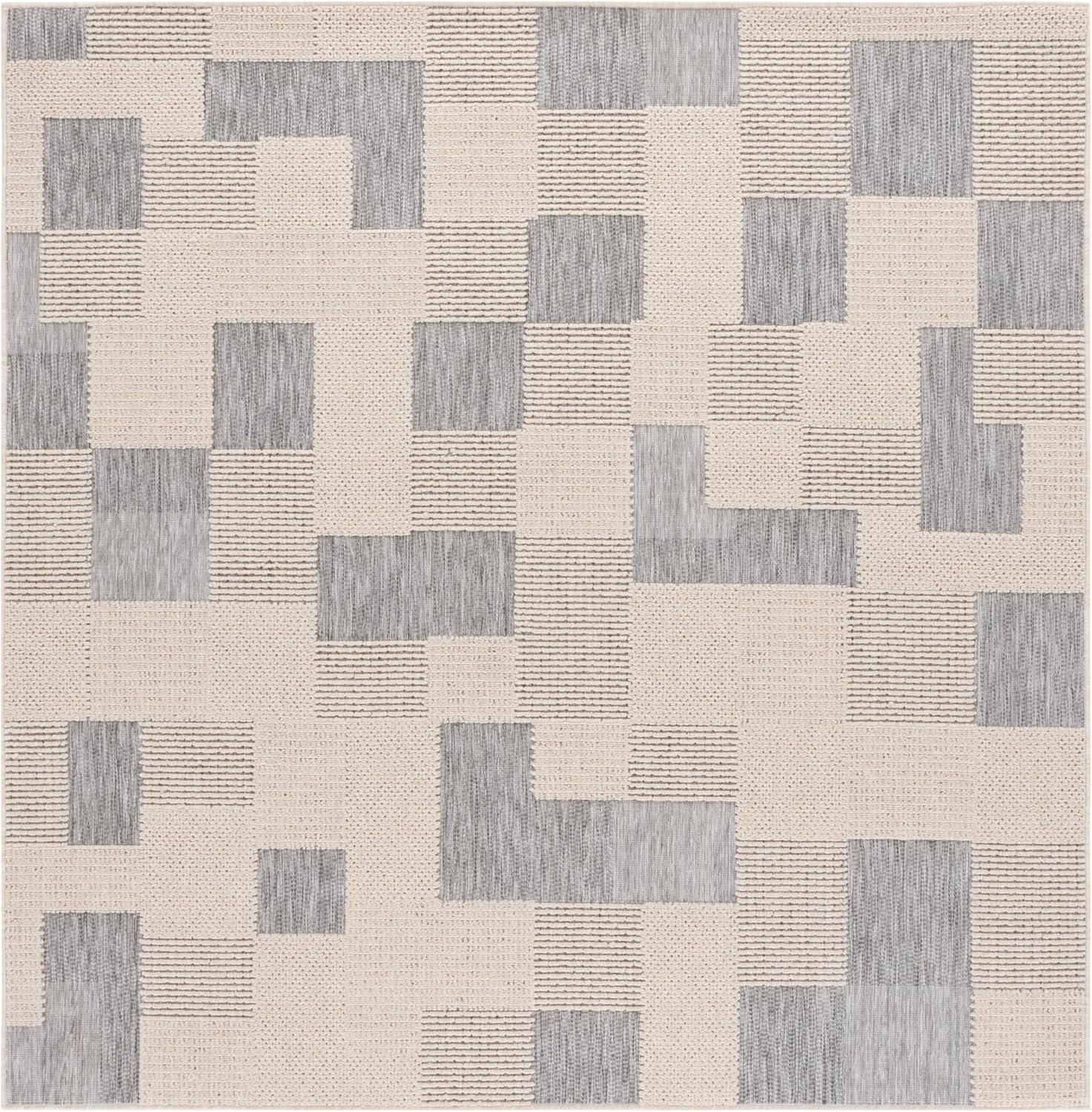 image:imageSAFAVIEH Washable Rug Outdoor Milos Collection 5 x 76 Beige NonShedding amp Easy to Clean Ideal for Patio Backyard Mudroom MLO108BBeigeGrey