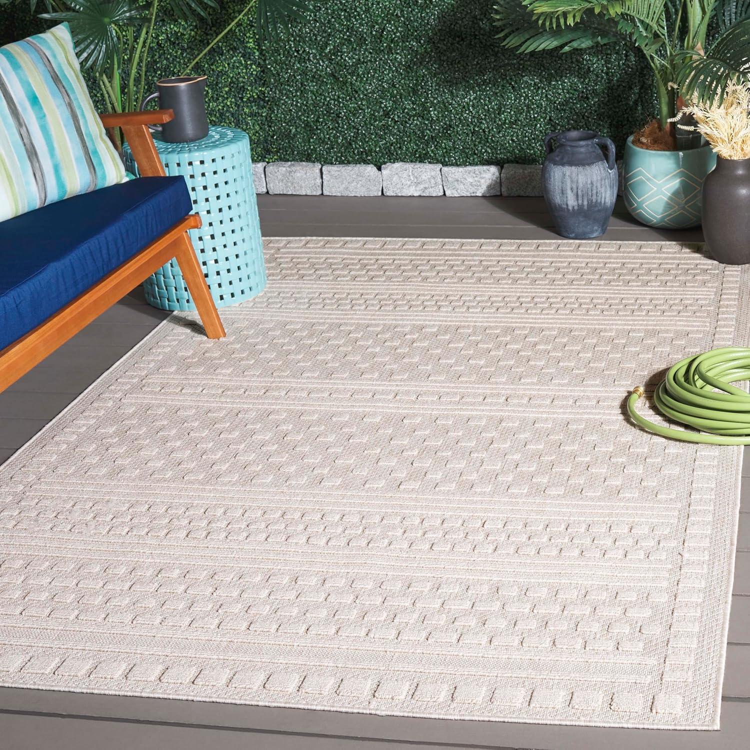 image:imageSAFAVIEH Washable Rug Outdoor Milos Collection 5 x 76 Beige NonShedding amp Easy to Clean Ideal for Patio Backyard Mudroom MLO110BBeige