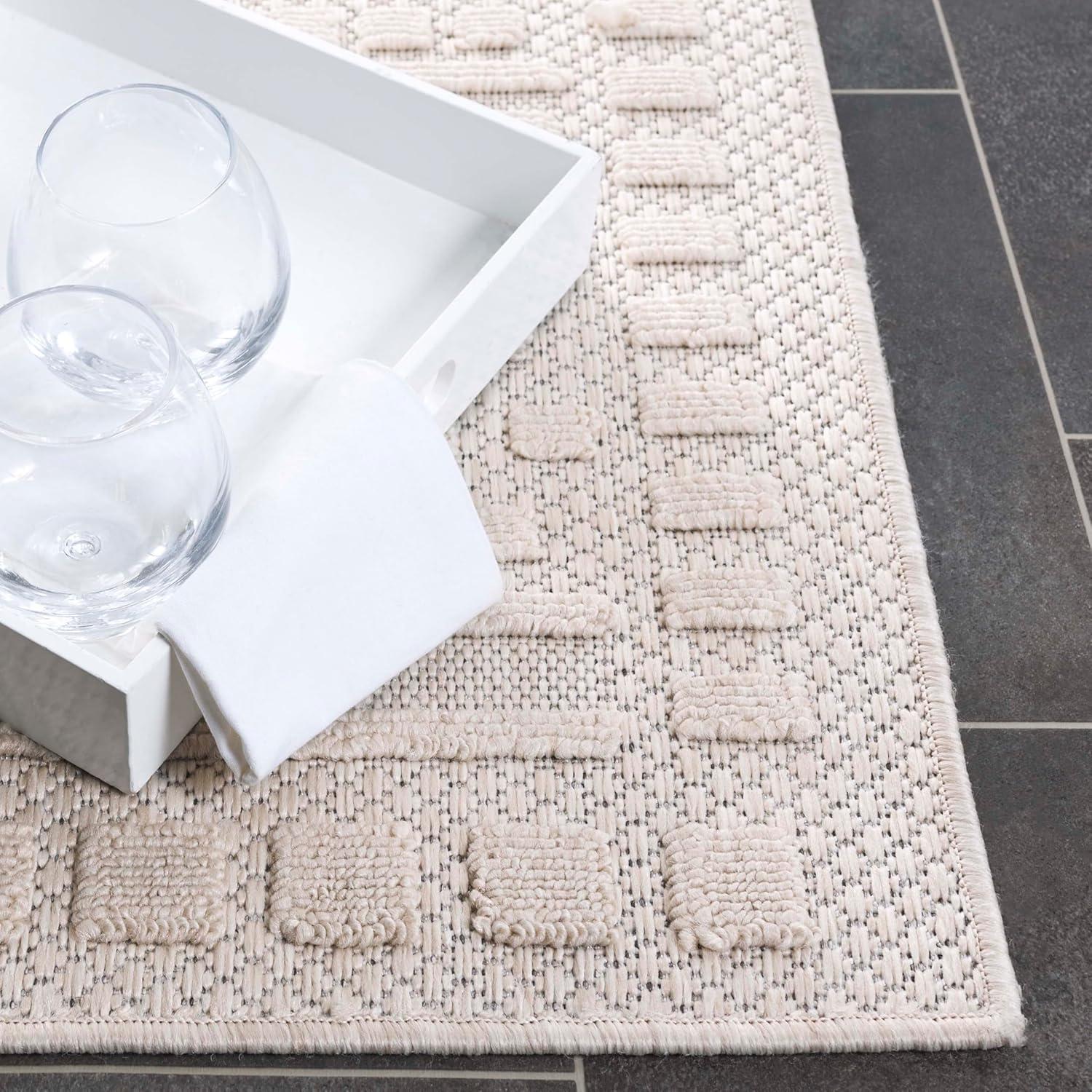 image:imageSAFAVIEH Washable Rug Outdoor Milos Collection 5 x 76 Beige NonShedding amp Easy to Clean Ideal for Patio Backyard Mudroom MLO110BBeige