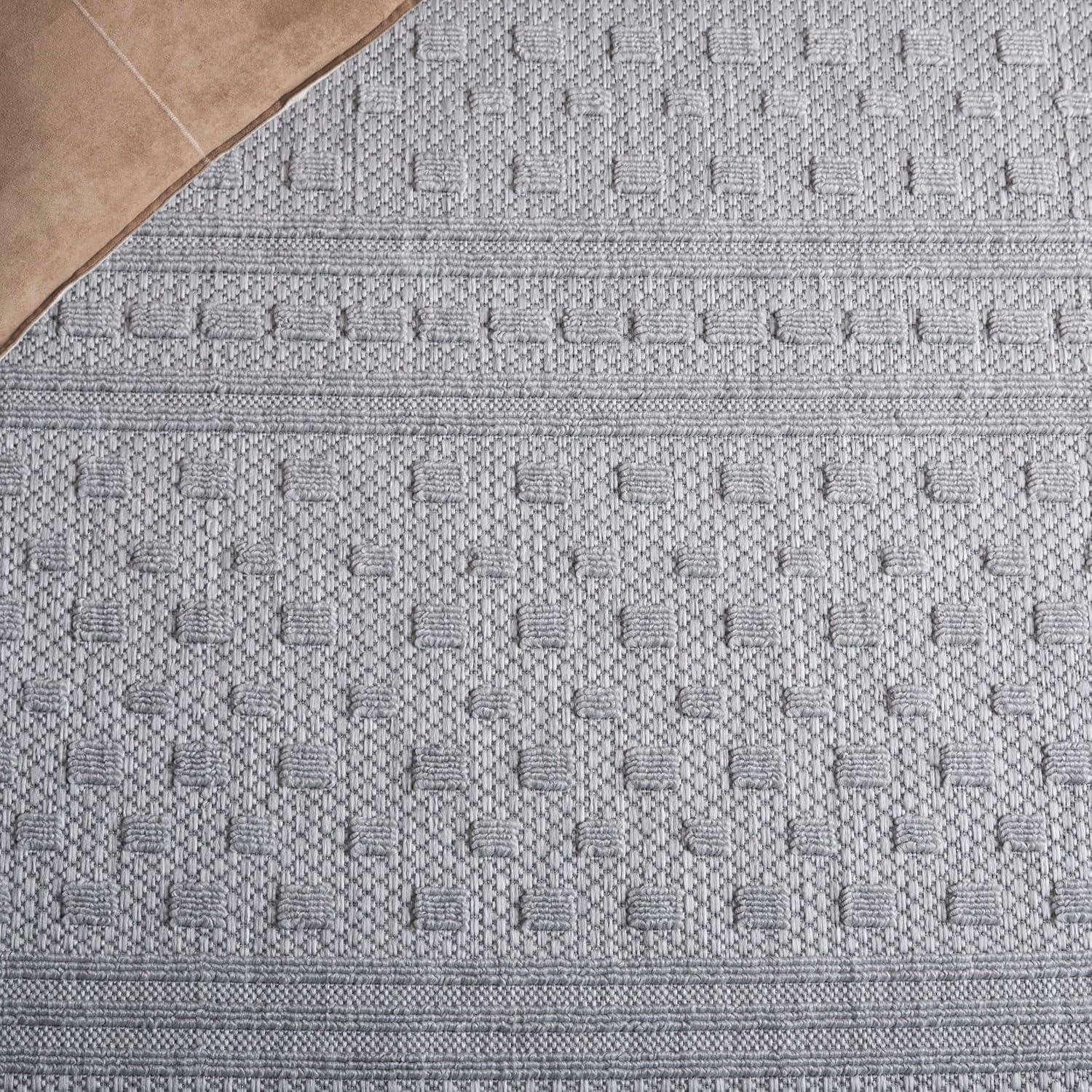 image:imageSAFAVIEH Washable Rug Outdoor Milos Collection 5 x 76 Beige NonShedding amp Easy to Clean Ideal for Patio Backyard Mudroom MLO110BGrey