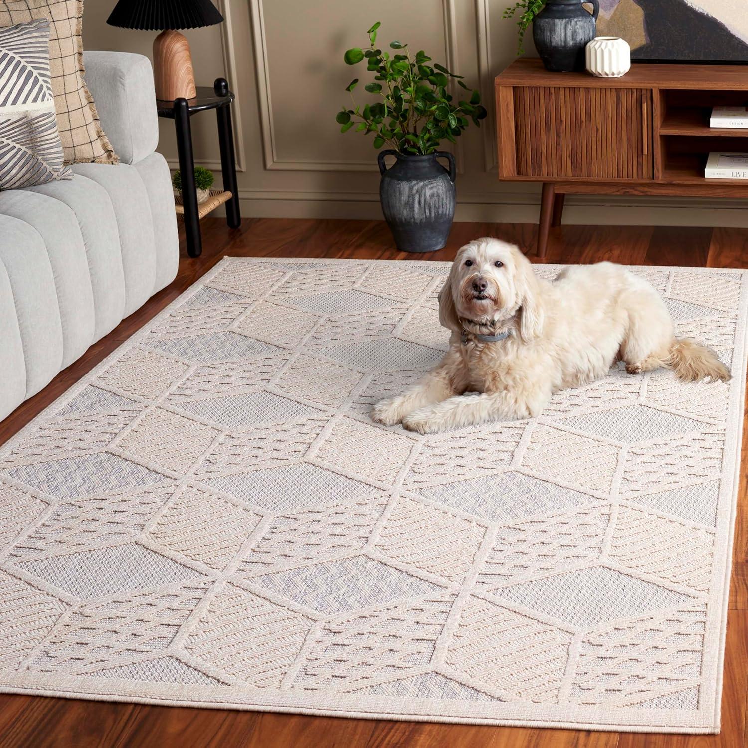 image:imageSAFAVIEH Washable Rug Outdoor Milos Collection 5 x 76 Ivory NonShedding amp Easy to Clean Ideal for Patio Backyard Mudroom MLO114AIvory