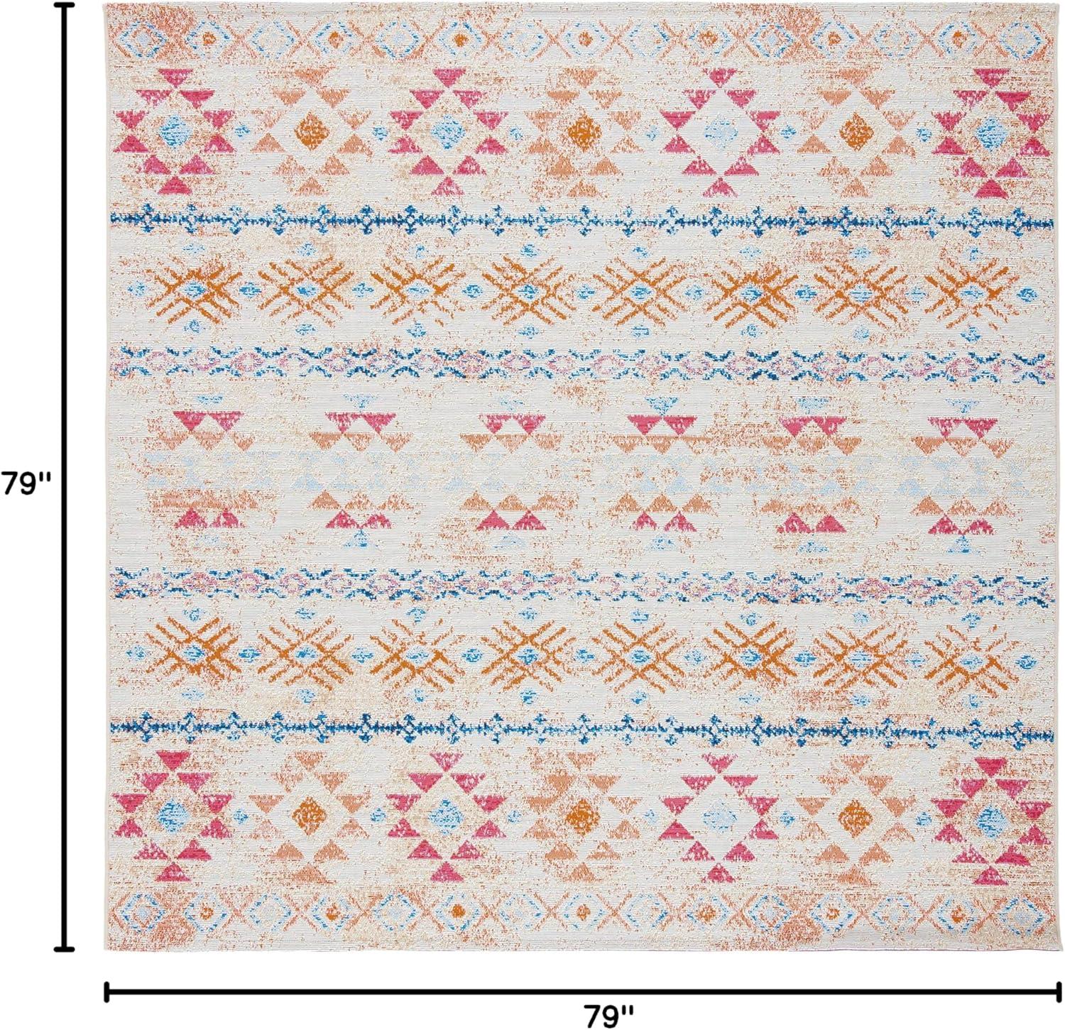 image:imageSAFAVIEH Washable Rug Outdoor Summer Collection 53 x 76 Ivory amp Red NonShedding amp Easy to Clean Ideal for Patio Backyard Mudroom SMR420AIvoryRed