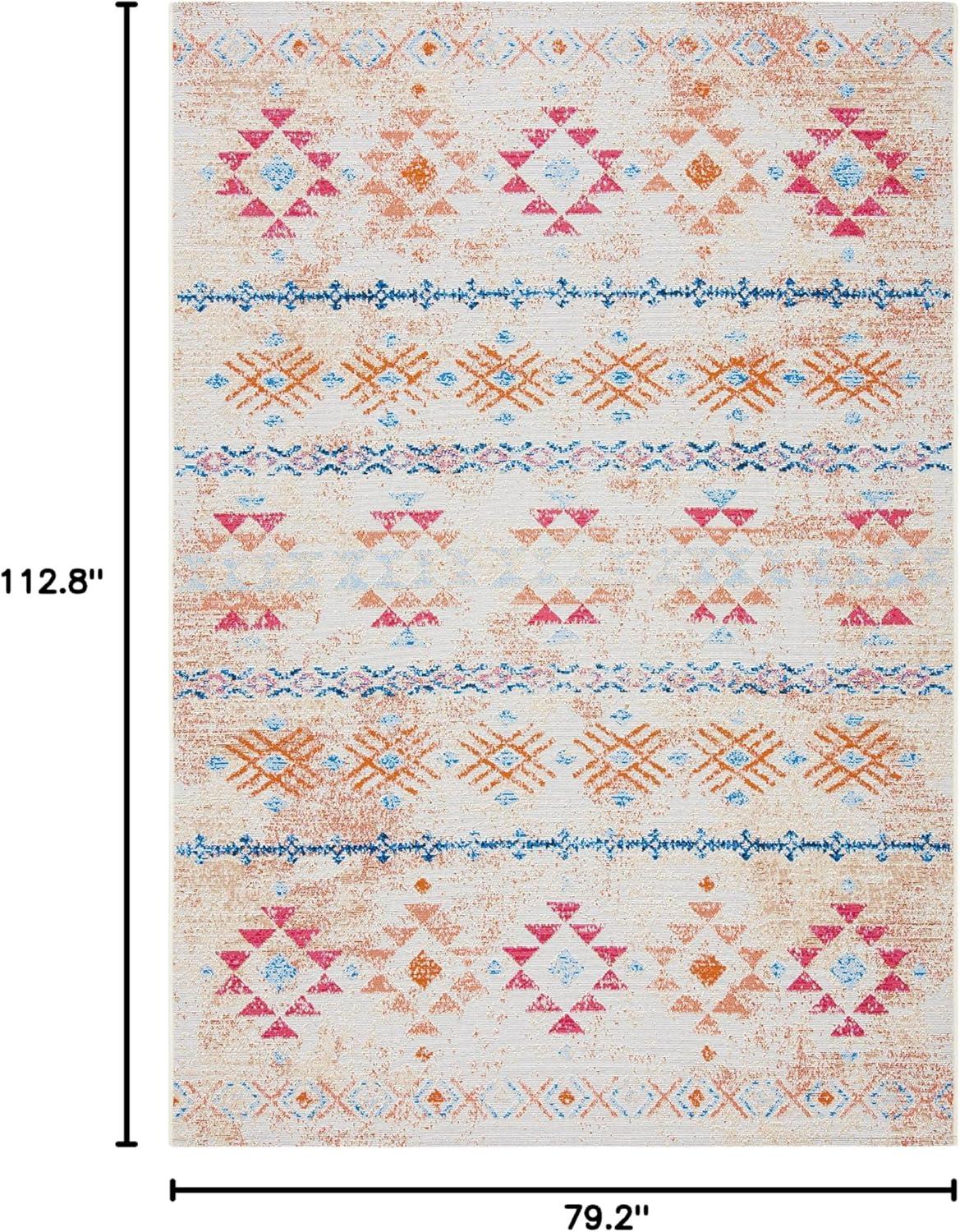 image:imageSAFAVIEH Washable Rug Outdoor Summer Collection 53 x 76 Ivory amp Red NonShedding amp Easy to Clean Ideal for Patio Backyard Mudroom SMR420AIvoryRed