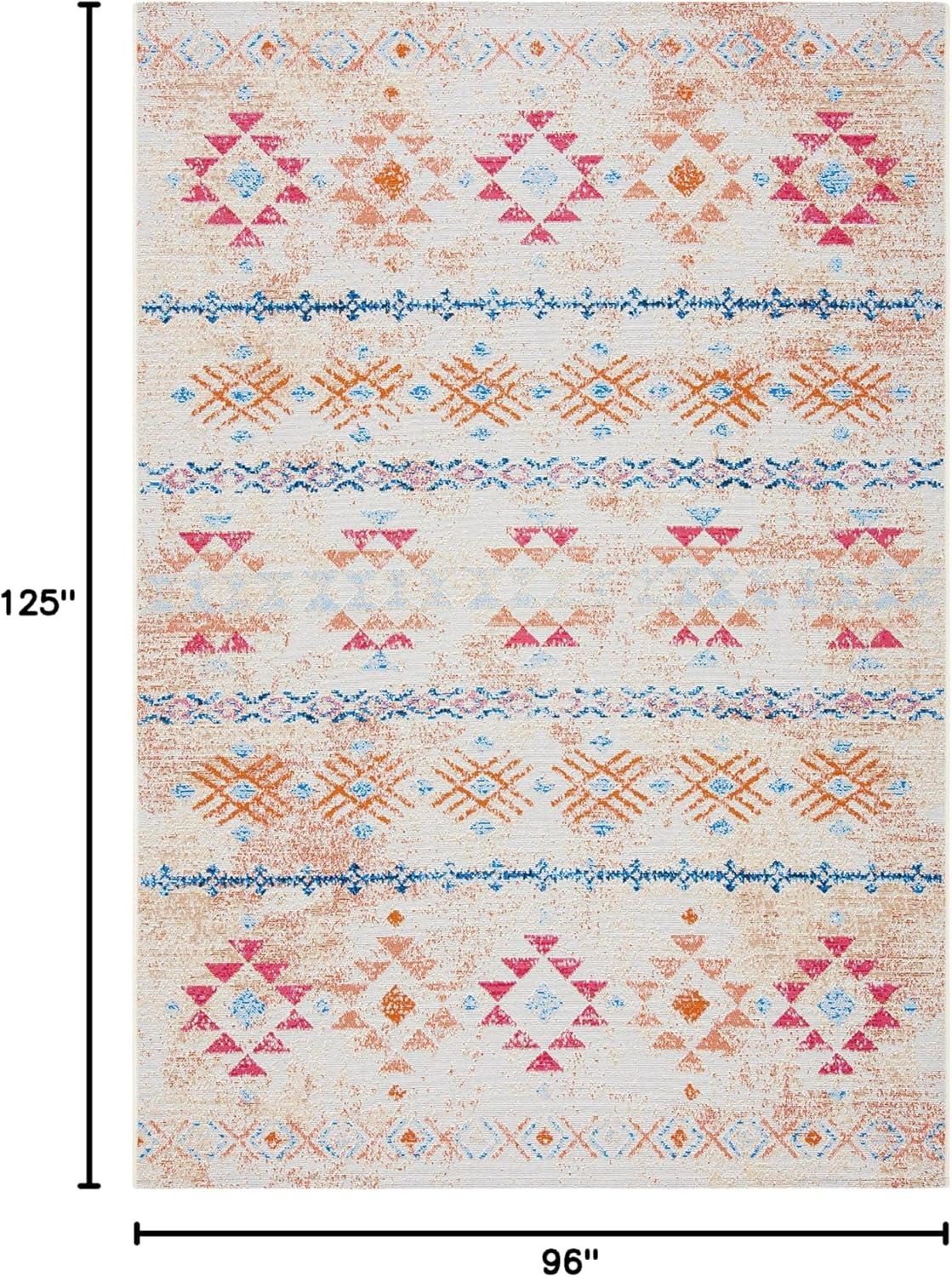 image:imageSAFAVIEH Washable Rug Outdoor Summer Collection 53 x 76 Ivory amp Red NonShedding amp Easy to Clean Ideal for Patio Backyard Mudroom SMR420AIvoryRed