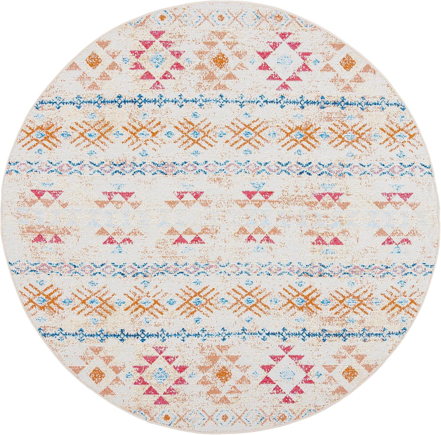 image:imageSAFAVIEH Washable Rug Outdoor Summer Collection 53 x 76 Ivory amp Red NonShedding amp Easy to Clean Ideal for Patio Backyard Mudroom SMR420AIvoryRed