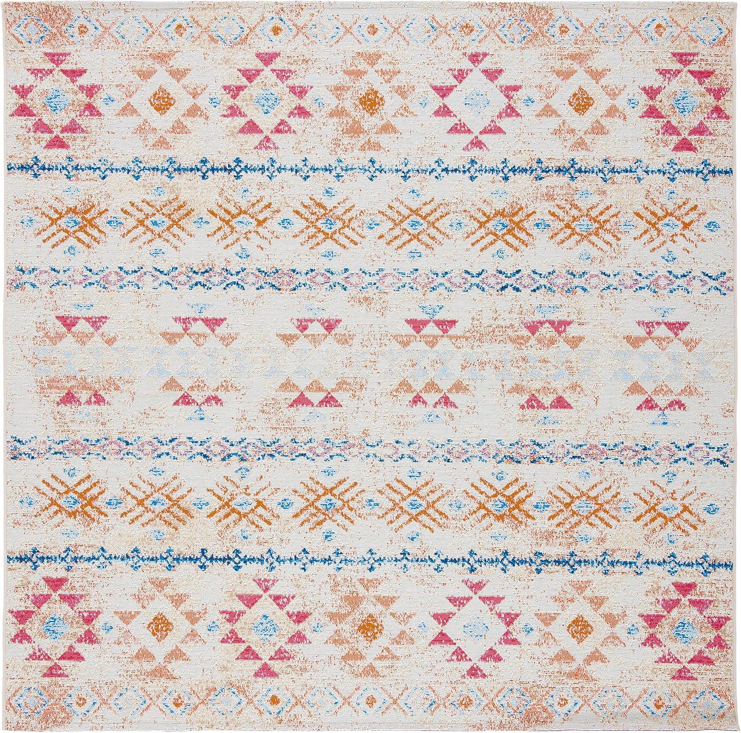image:imageSAFAVIEH Washable Rug Outdoor Summer Collection 53 x 76 Ivory amp Red NonShedding amp Easy to Clean Ideal for Patio Backyard Mudroom SMR420AIvoryRed
