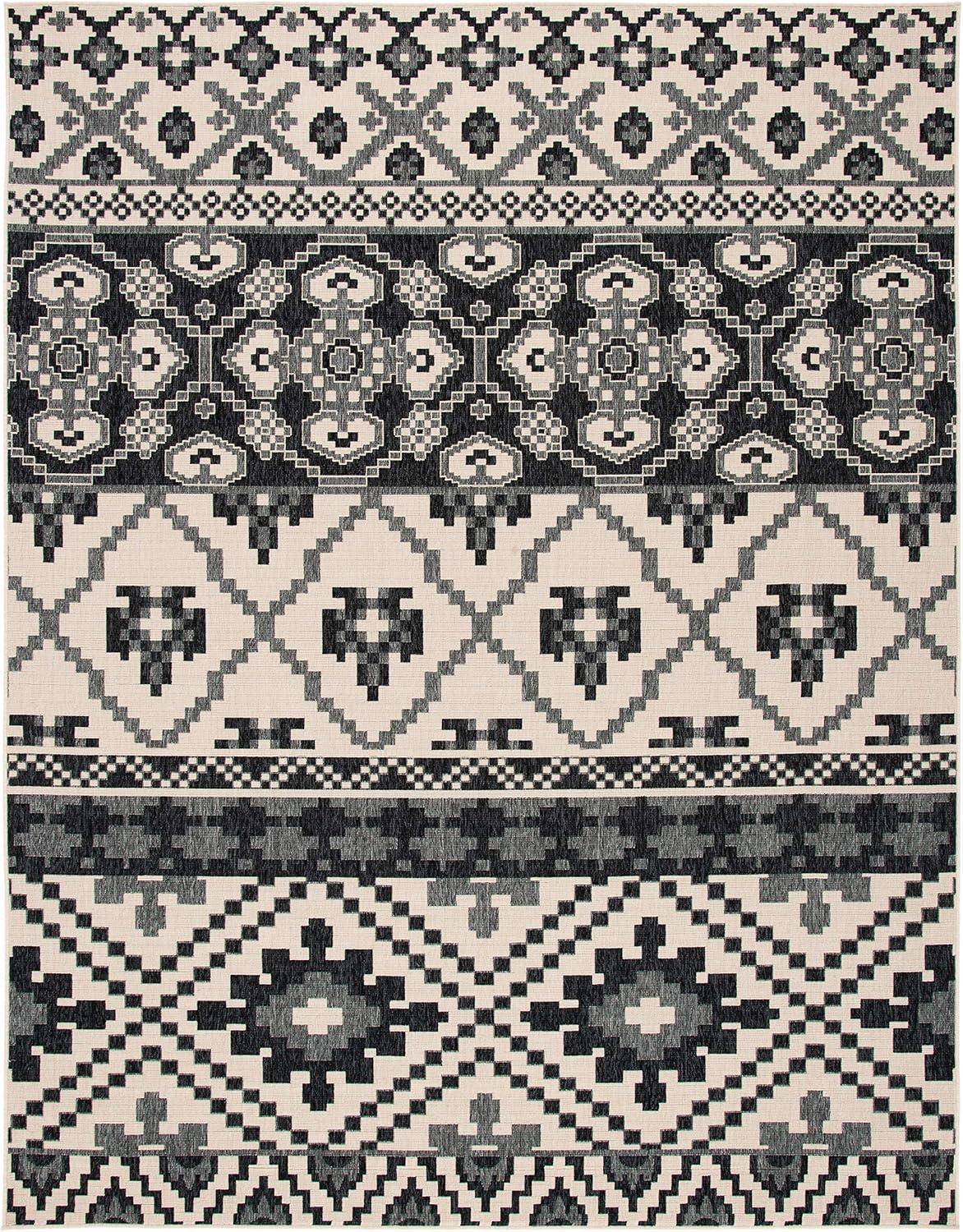 image:imageSAFAVIEH Washable Rug Outdoor Veranda Collection 8 x 11 Beige amp Grey NonShedding amp Easy to Clean Ideal for Patio Backyard Mudroom VER0973413BeigeGrey