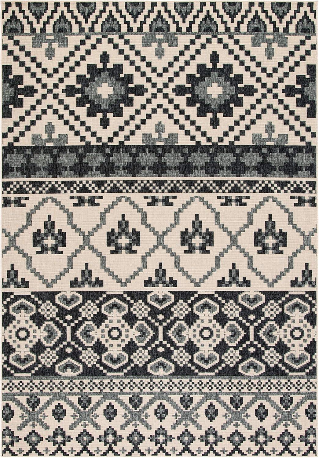 image:imageSAFAVIEH Washable Rug Outdoor Veranda Collection 8 x 11 Beige amp Grey NonShedding amp Easy to Clean Ideal for Patio Backyard Mudroom VER0973413BeigeGrey