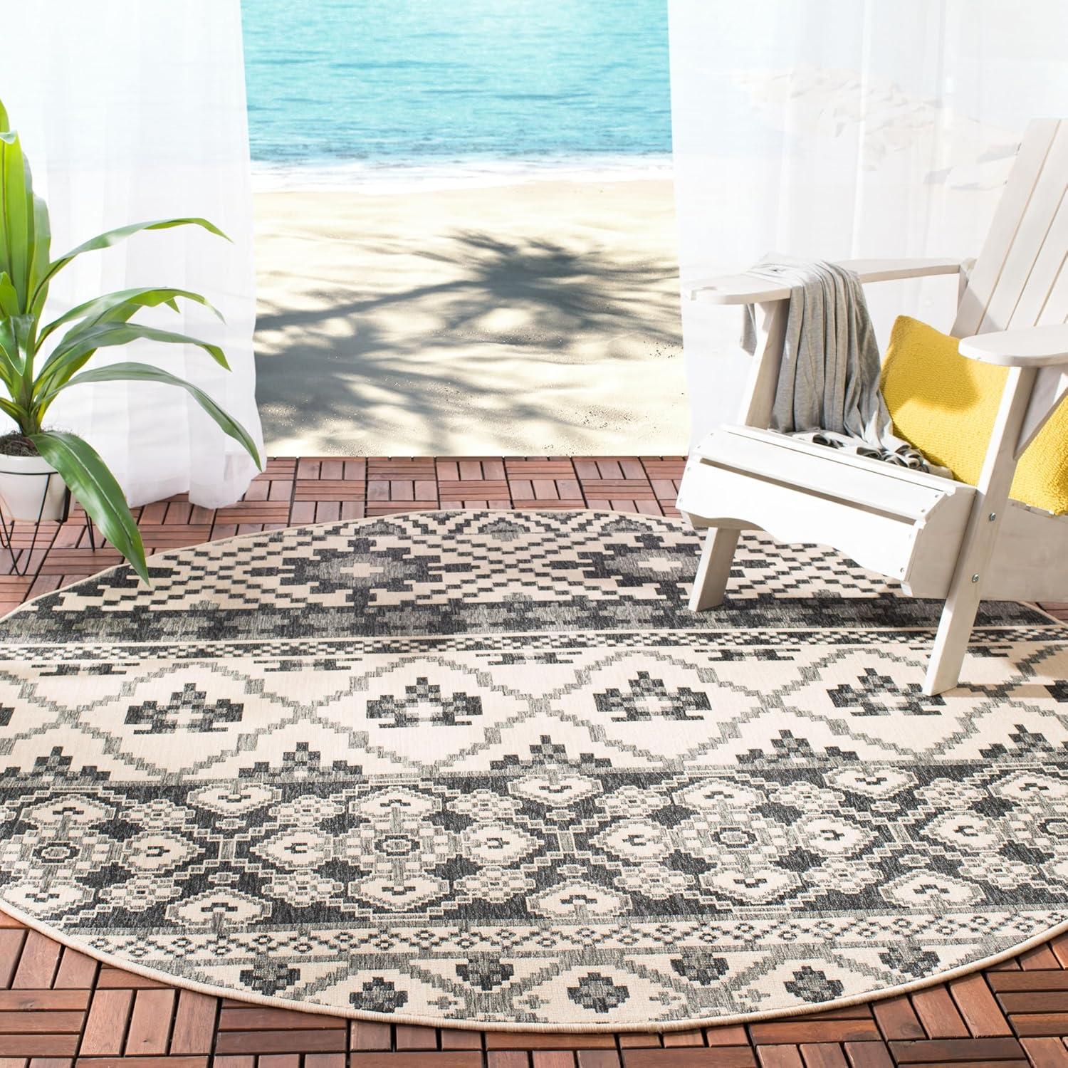 image:imageSAFAVIEH Washable Rug Outdoor Veranda Collection 8 x 11 Beige amp Grey NonShedding amp Easy to Clean Ideal for Patio Backyard Mudroom VER0973413BeigeGrey