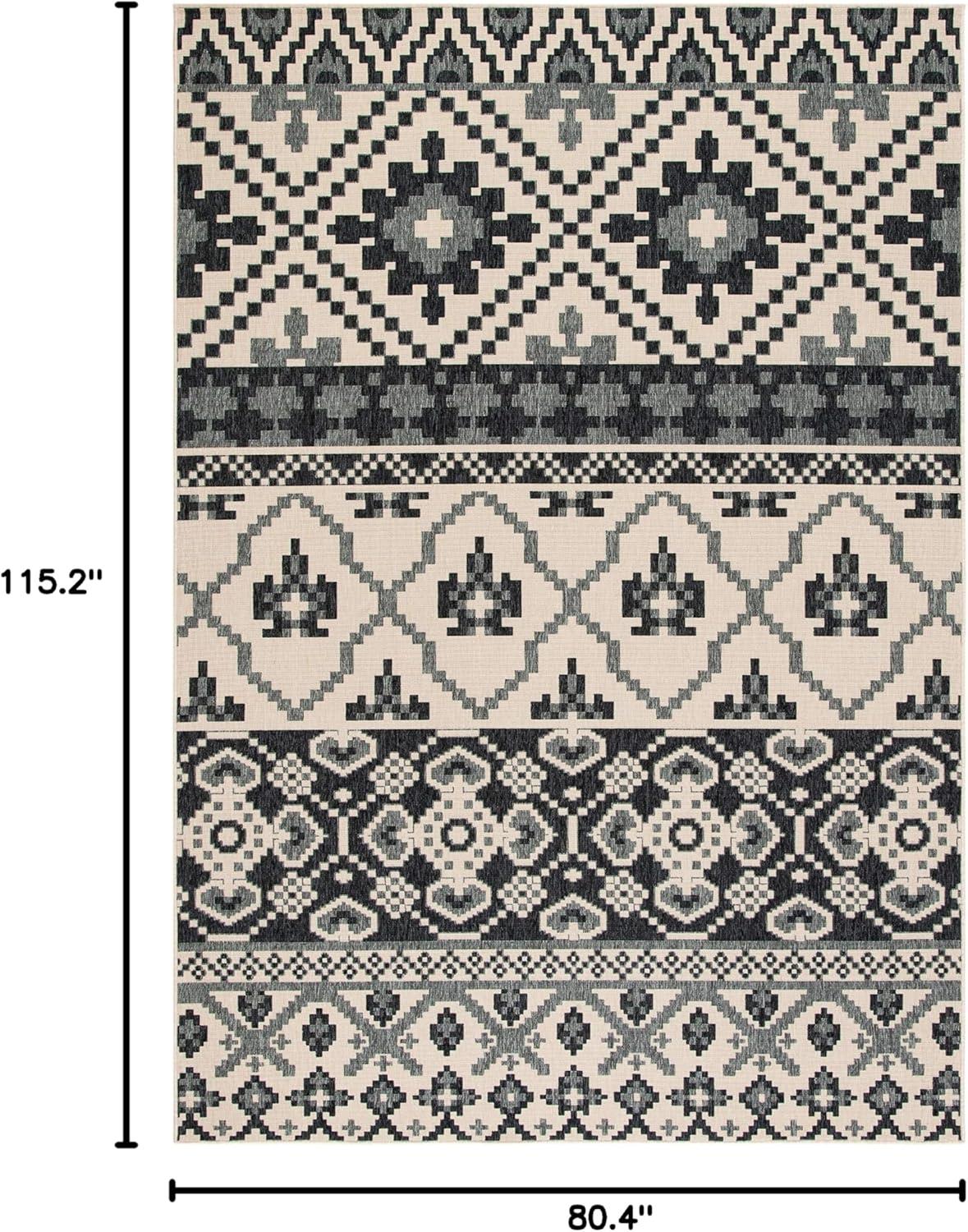 image:imageSAFAVIEH Washable Rug Outdoor Veranda Collection 8 x 11 Beige amp Grey NonShedding amp Easy to Clean Ideal for Patio Backyard Mudroom VER0973413BeigeGrey