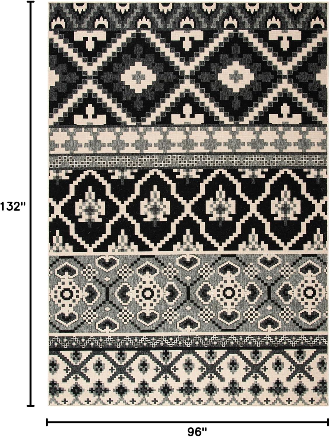 image:imageSAFAVIEH Washable Rug Outdoor Veranda Collection 8 x 11 Beige amp Grey NonShedding amp Easy to Clean Ideal for Patio Backyard Mudroom VER0973413BlackBeige