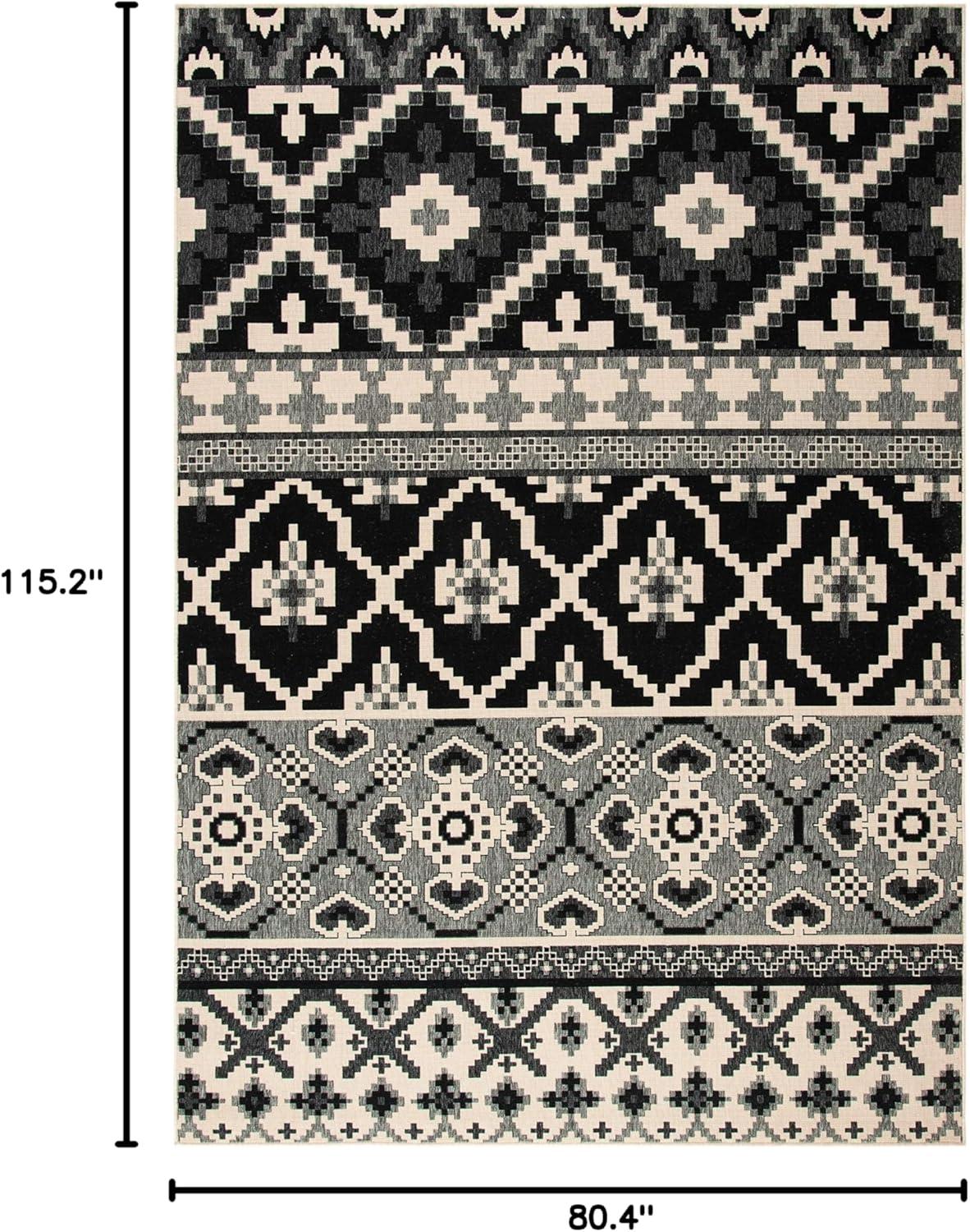 image:imageSAFAVIEH Washable Rug Outdoor Veranda Collection 8 x 11 Beige amp Grey NonShedding amp Easy to Clean Ideal for Patio Backyard Mudroom VER0973413BlackBeige
