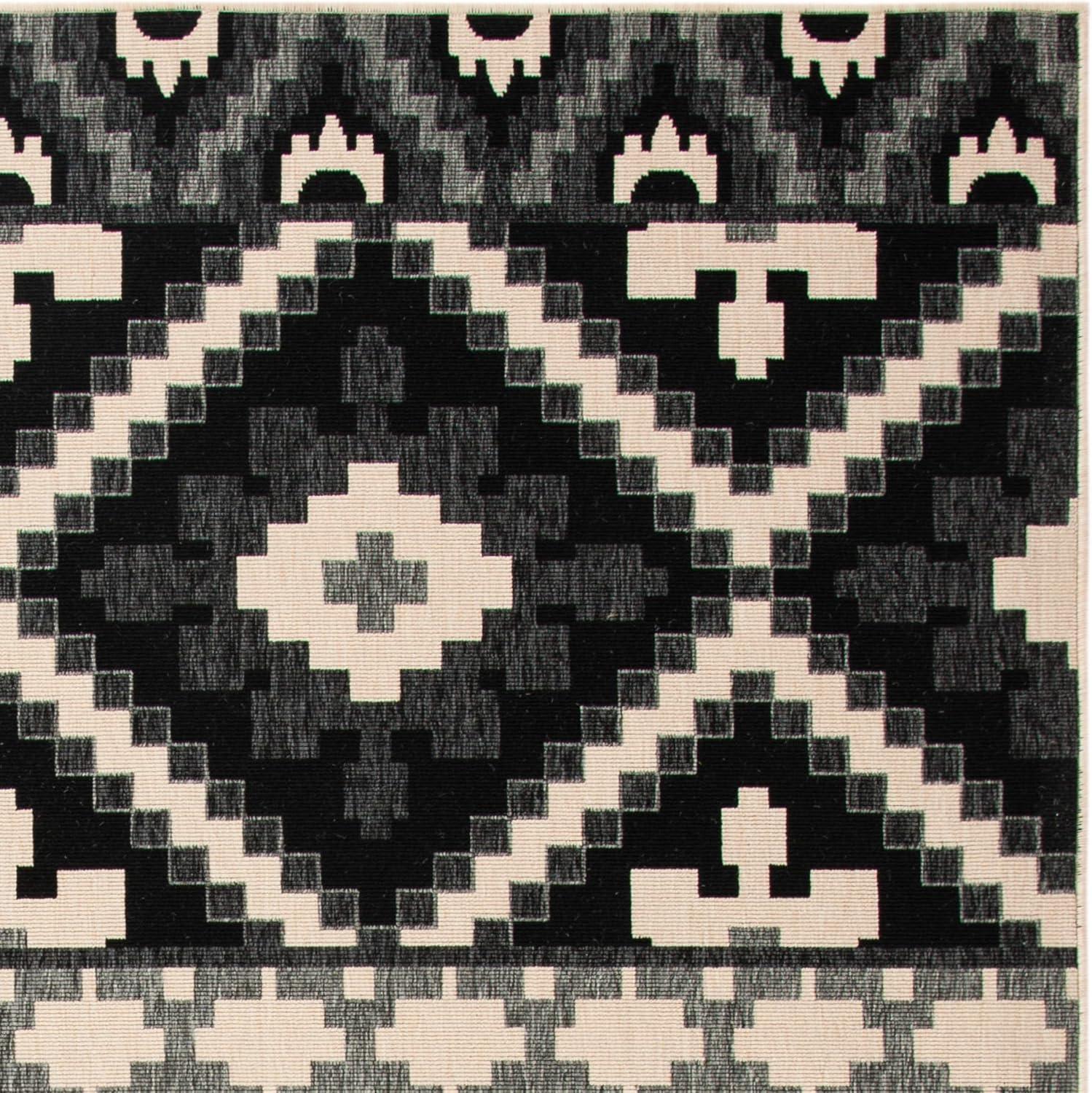 image:imageSAFAVIEH Washable Rug Outdoor Veranda Collection 8 x 11 Beige amp Grey NonShedding amp Easy to Clean Ideal for Patio Backyard Mudroom VER0973413BlackBeige