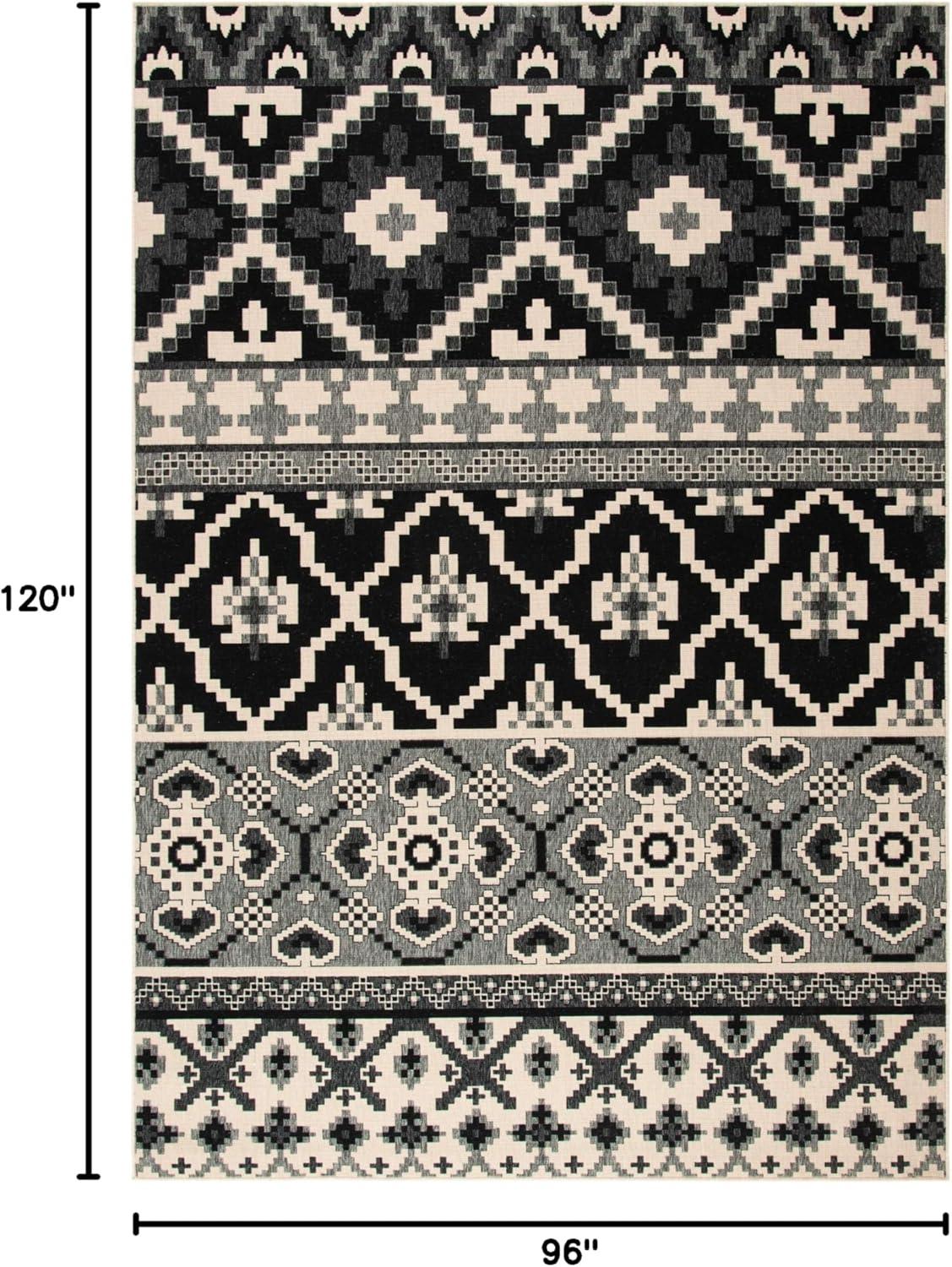 image:imageSAFAVIEH Washable Rug Outdoor Veranda Collection 8 x 11 Beige amp Grey NonShedding amp Easy to Clean Ideal for Patio Backyard Mudroom VER0973413BlackBeige