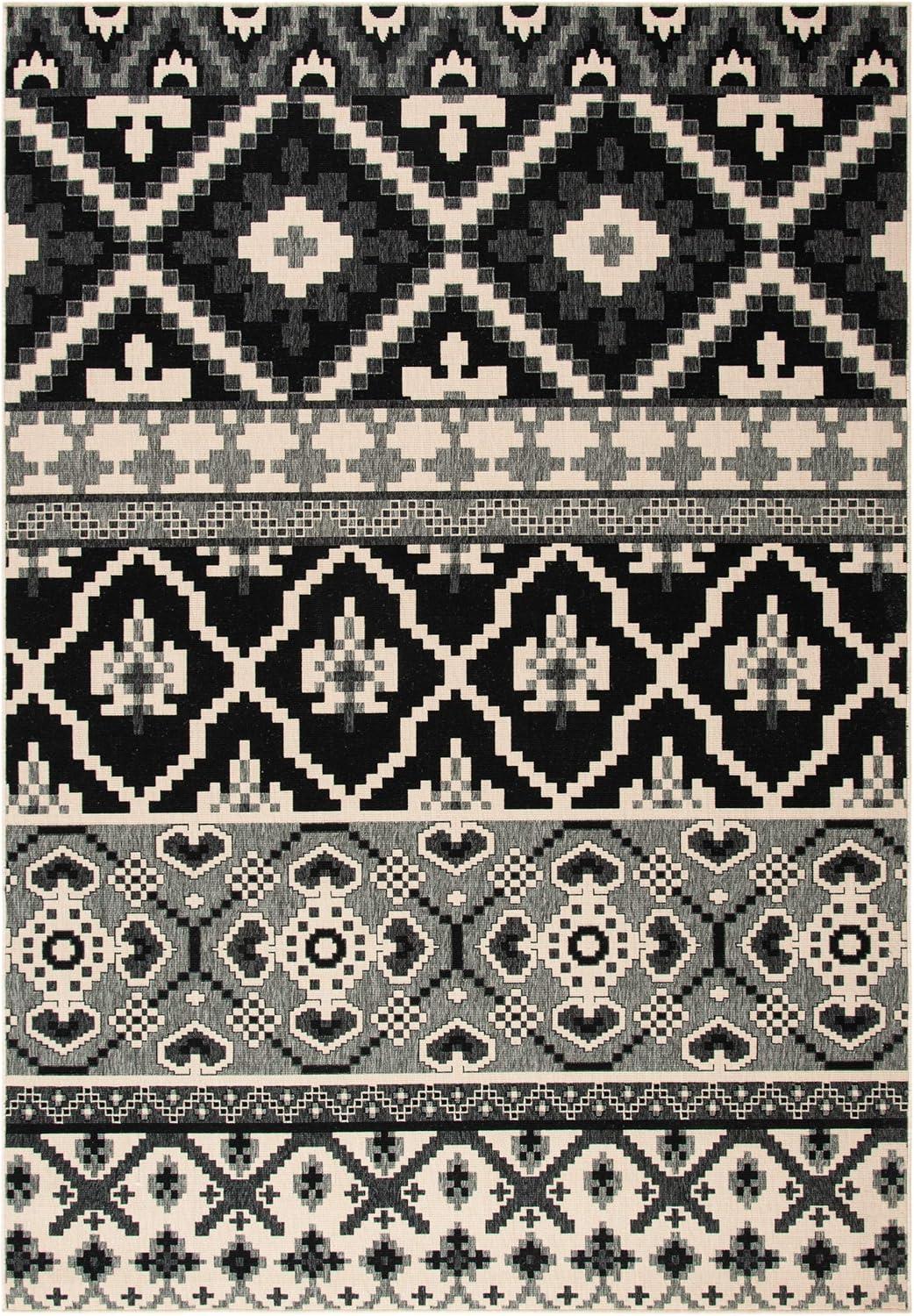 image:imageSAFAVIEH Washable Rug Outdoor Veranda Collection 8 x 11 Beige amp Grey NonShedding amp Easy to Clean Ideal for Patio Backyard Mudroom VER0973413BlackBeige