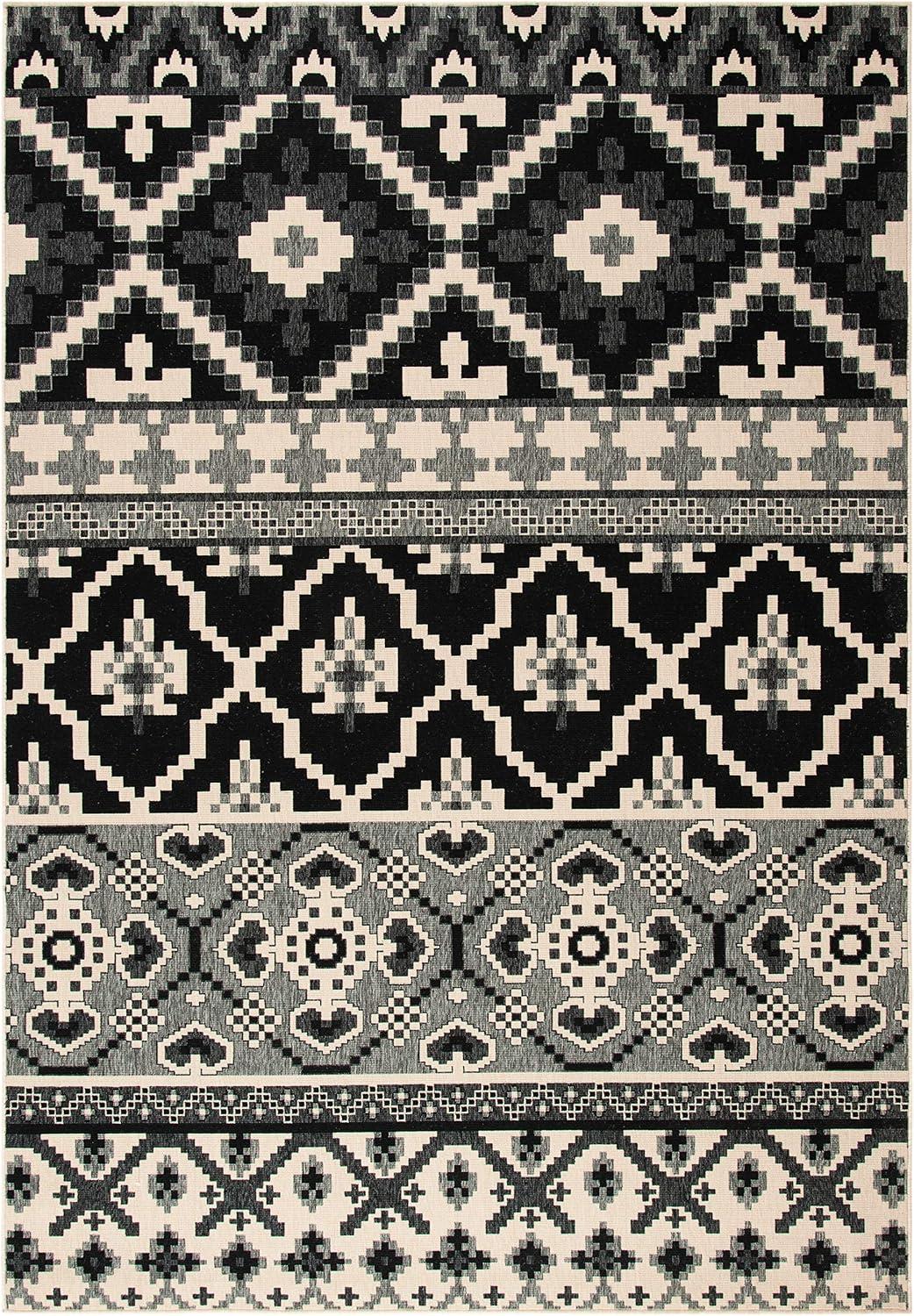 image:imageSAFAVIEH Washable Rug Outdoor Veranda Collection 8 x 11 Beige amp Grey NonShedding amp Easy to Clean Ideal for Patio Backyard Mudroom VER0973413BlackBeige