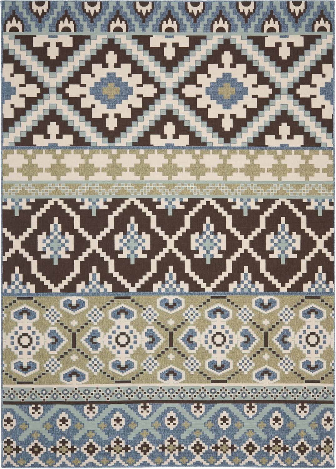 image:imageSAFAVIEH Washable Rug Outdoor Veranda Collection 8 x 11 Beige amp Grey NonShedding amp Easy to Clean Ideal for Patio Backyard Mudroom VER0973413ChocolateBlue