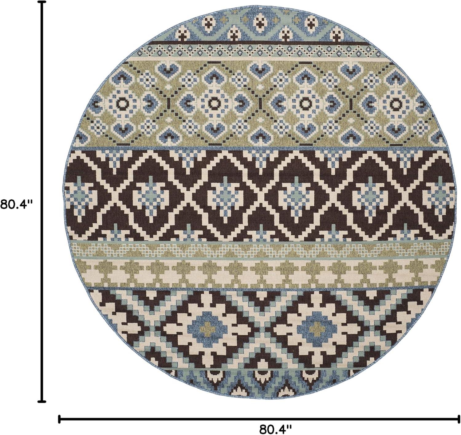 image:imageSAFAVIEH Washable Rug Outdoor Veranda Collection 8 x 11 Beige amp Grey NonShedding amp Easy to Clean Ideal for Patio Backyard Mudroom VER0973413ChocolateBlue