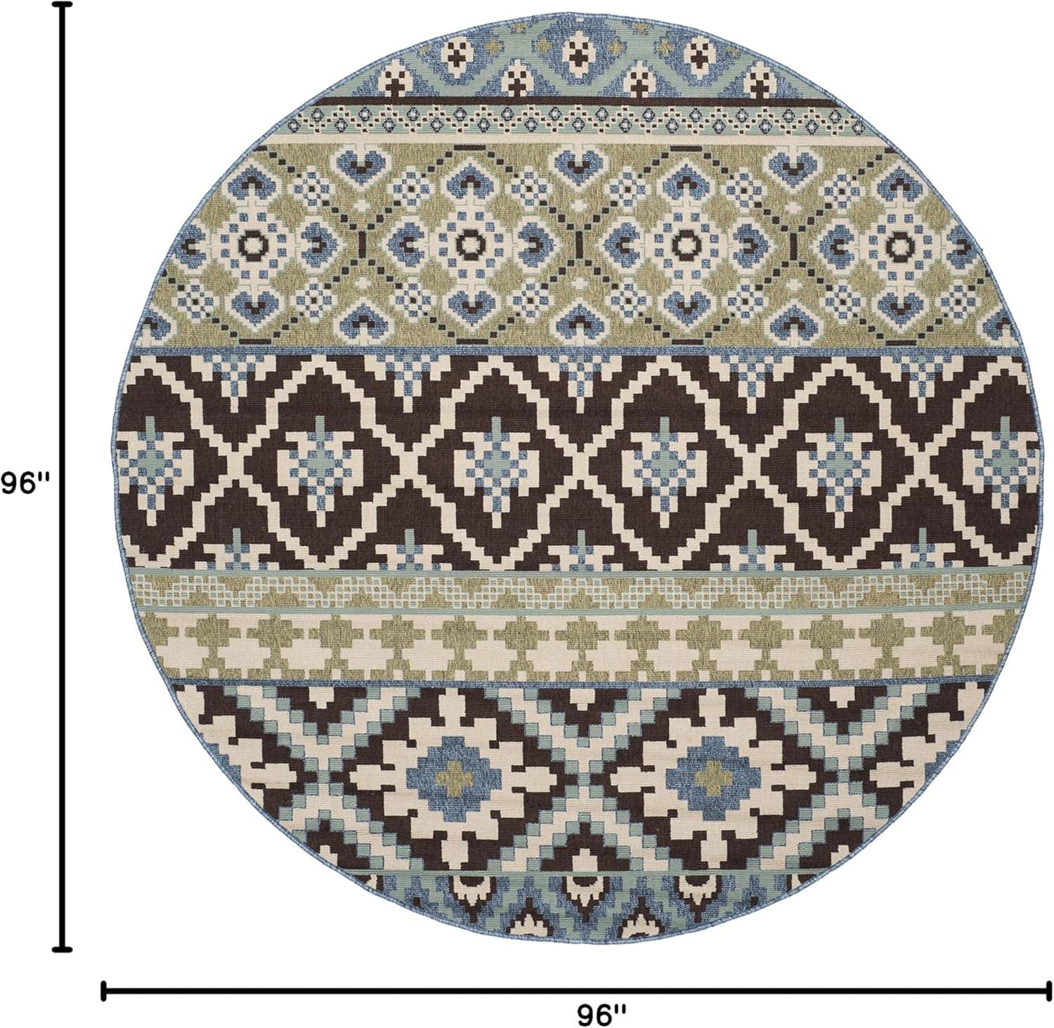 image:imageSAFAVIEH Washable Rug Outdoor Veranda Collection 8 x 11 Beige amp Grey NonShedding amp Easy to Clean Ideal for Patio Backyard Mudroom VER0973413ChocolateBlue