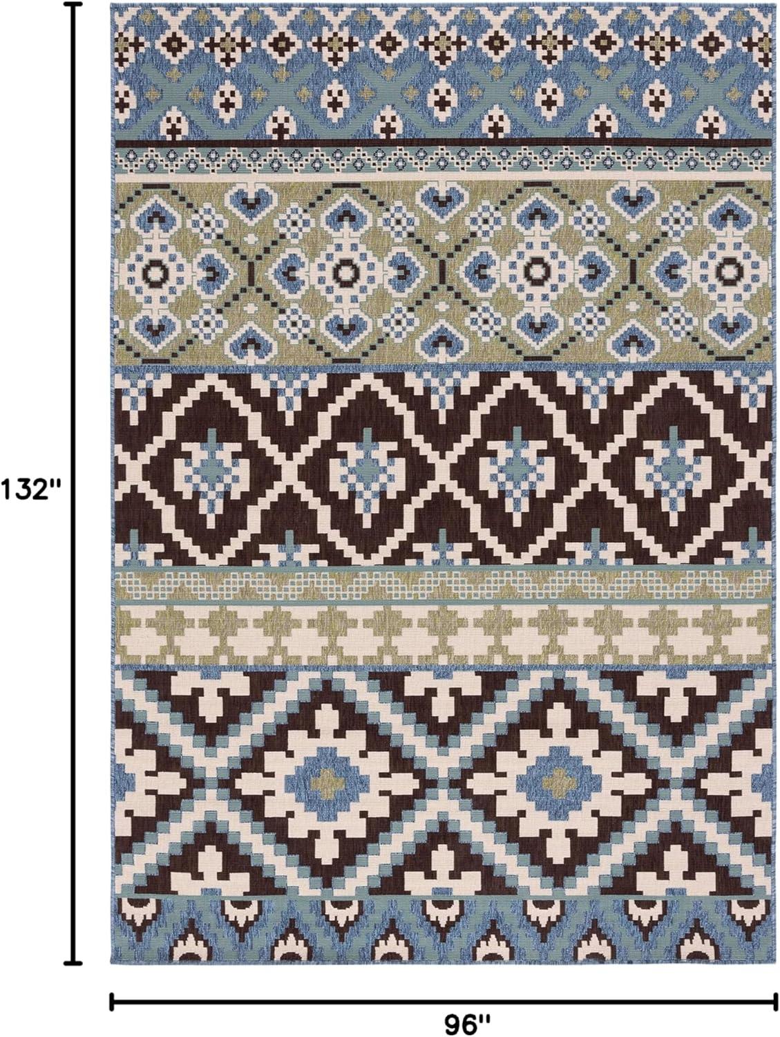 image:imageSAFAVIEH Washable Rug Outdoor Veranda Collection 8 x 11 Beige amp Grey NonShedding amp Easy to Clean Ideal for Patio Backyard Mudroom VER0973413ChocolateBlue