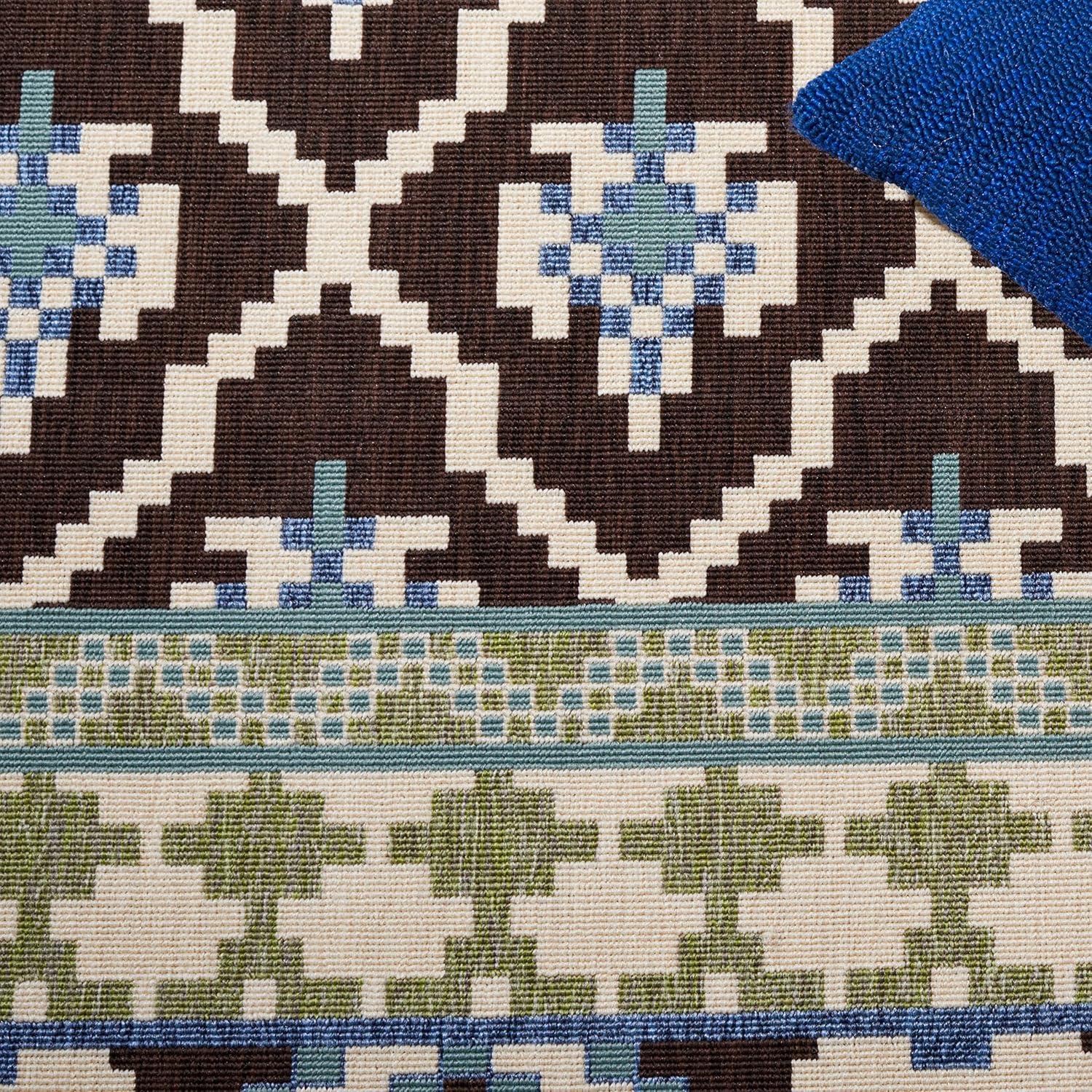image:imageSAFAVIEH Washable Rug Outdoor Veranda Collection 8 x 11 Beige amp Grey NonShedding amp Easy to Clean Ideal for Patio Backyard Mudroom VER0973413ChocolateBlue
