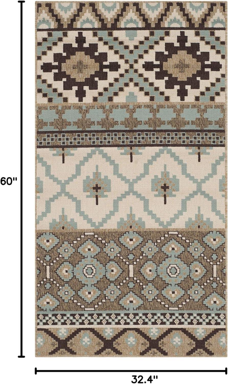image:imageSAFAVIEH Washable Rug Outdoor Veranda Collection 8 x 11 Beige amp Grey NonShedding amp Easy to Clean Ideal for Patio Backyard Mudroom VER0973413CremeBrown