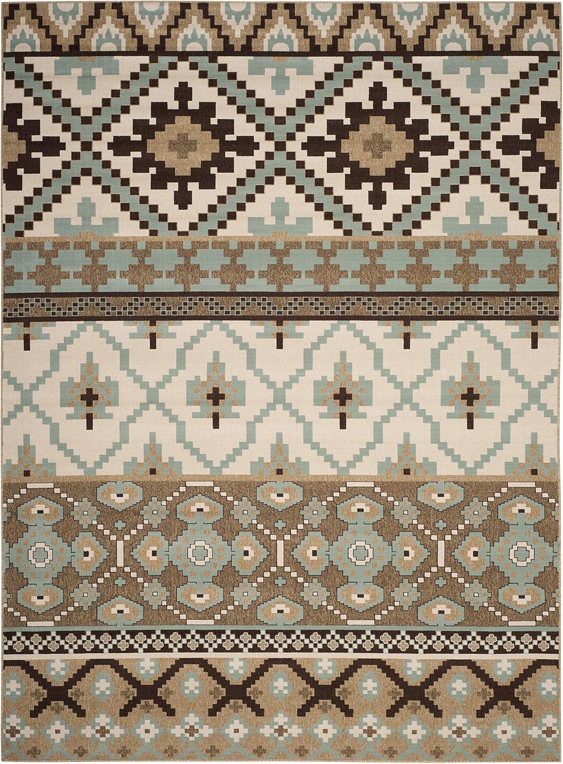 image:imageSAFAVIEH Washable Rug Outdoor Veranda Collection 8 x 11 Beige amp Grey NonShedding amp Easy to Clean Ideal for Patio Backyard Mudroom VER0973413CremeBrown