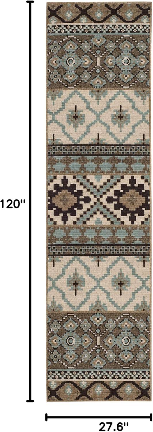 image:imageSAFAVIEH Washable Rug Outdoor Veranda Collection 8 x 11 Beige amp Grey NonShedding amp Easy to Clean Ideal for Patio Backyard Mudroom VER0973413CremeBrown