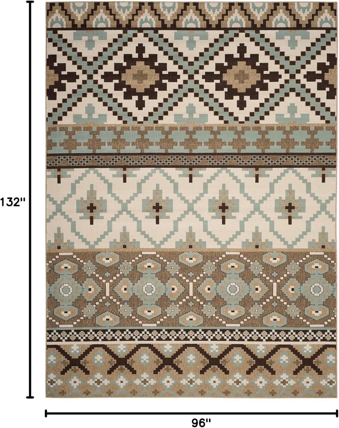 image:imageSAFAVIEH Washable Rug Outdoor Veranda Collection 8 x 11 Beige amp Grey NonShedding amp Easy to Clean Ideal for Patio Backyard Mudroom VER0973413CremeBrown