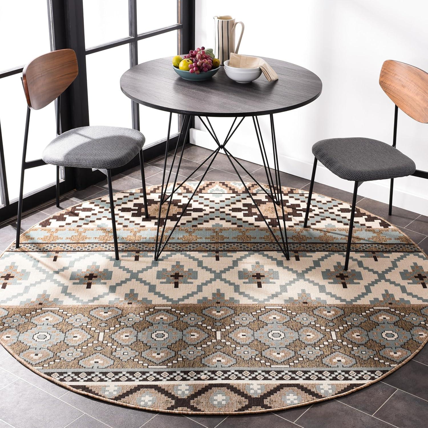 image:imageSAFAVIEH Washable Rug Outdoor Veranda Collection 8 x 11 Beige amp Grey NonShedding amp Easy to Clean Ideal for Patio Backyard Mudroom VER0973413CremeBrown